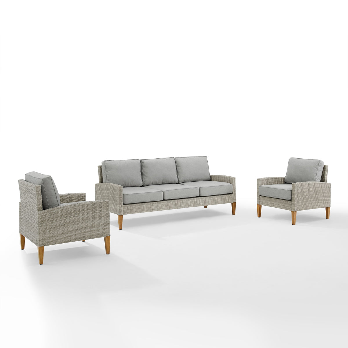 Capella Outdoor Wicker 3Pc Sofa Set - Gray