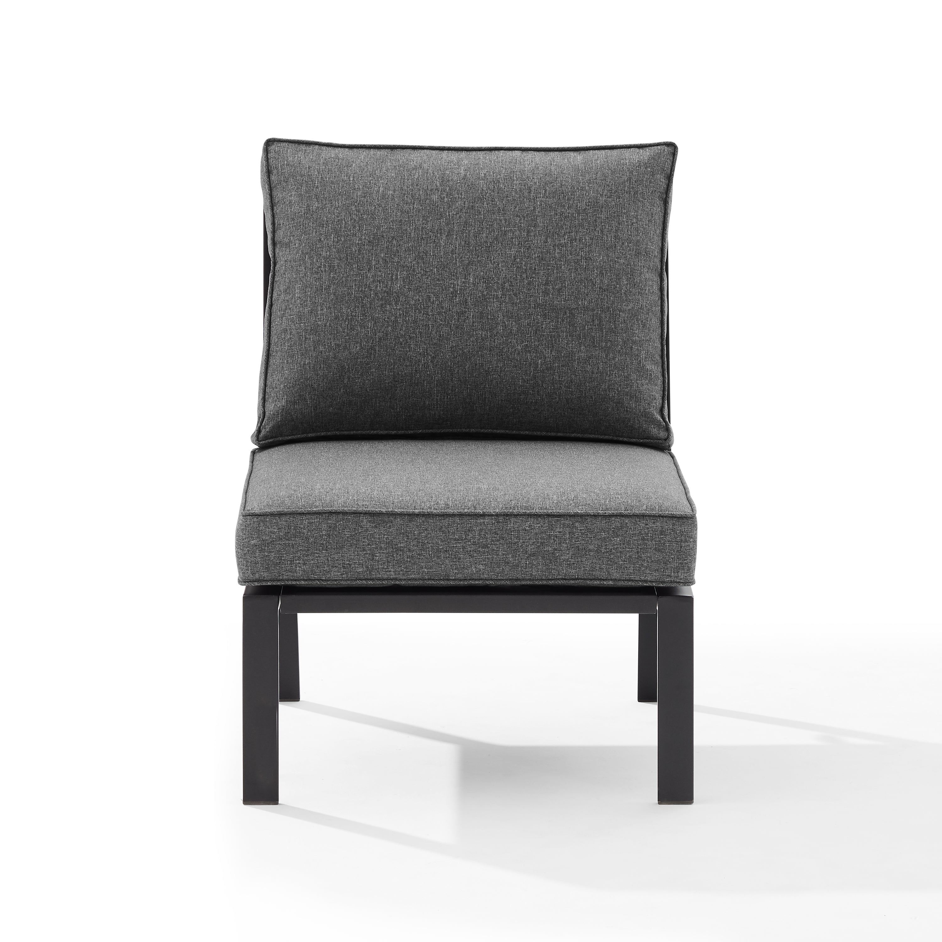 Clark Outdoor Metal Sectional Center Chair In Charcoal/Matte Black - Durable Steel Construction - Weather-Resistant Cushions - Versatile & Modern Design