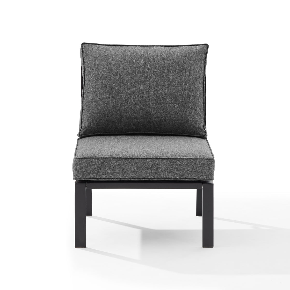 Clark Outdoor Metal Sectional Center Chair In Charcoal/Matte Black - Durable Steel Construction - Weather-Resistant Cushions - Versatile & Modern Design