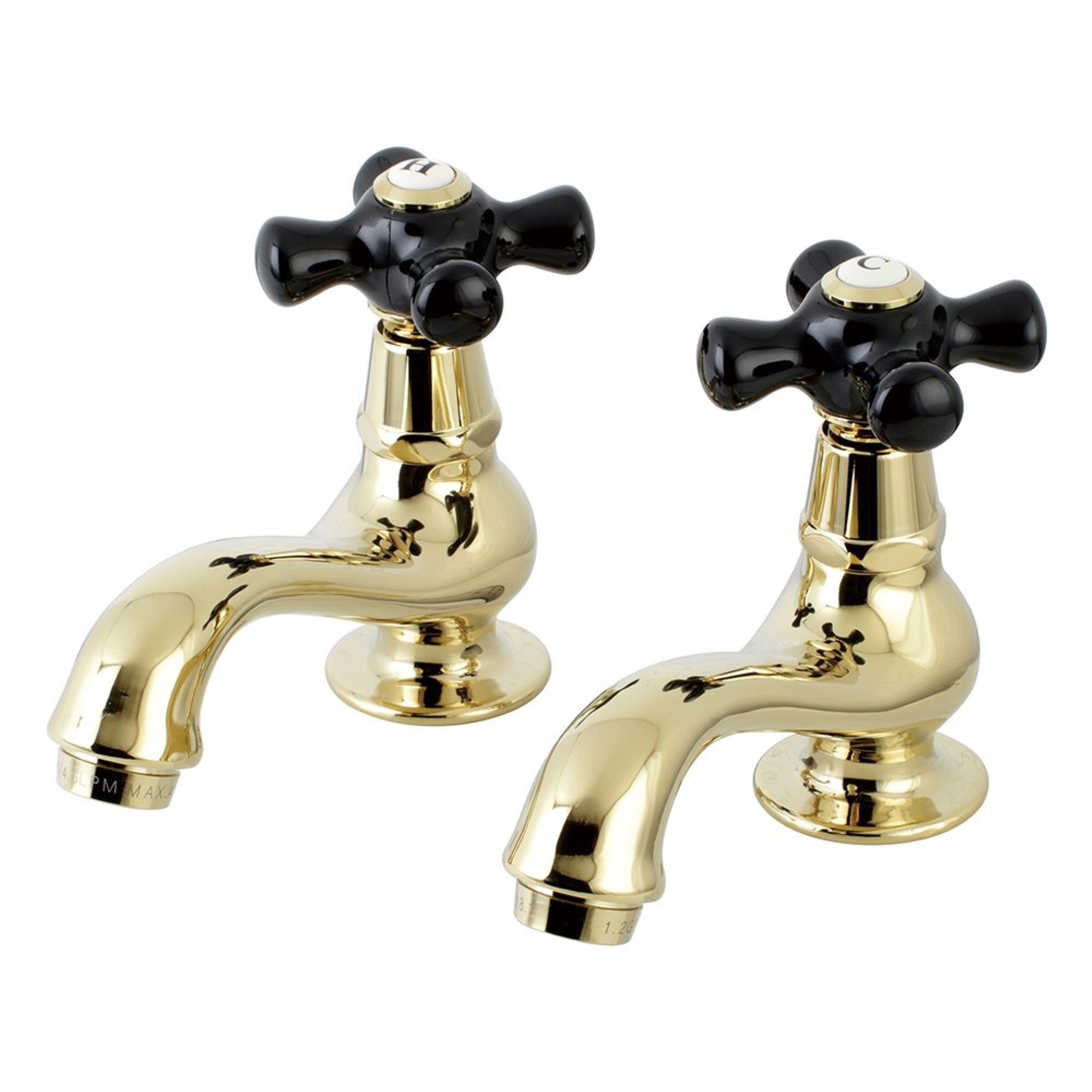 Kingston Brass Ks1102Pkx Basin Tap Faucet With Cross Handle, Polished Brass