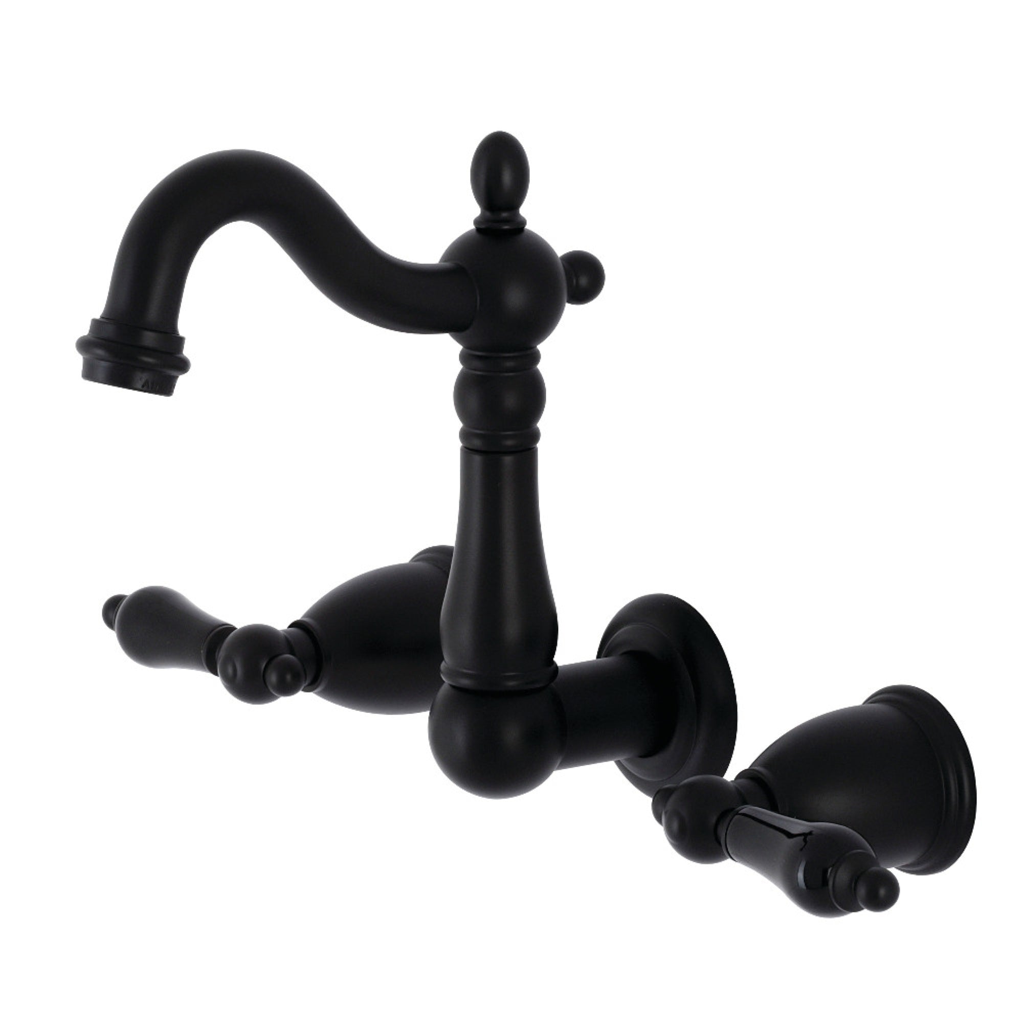 Kingston Brass Ks1220Pkl Duchess Two-Handle Wall Mount Bathroom Faucet, Matte Black