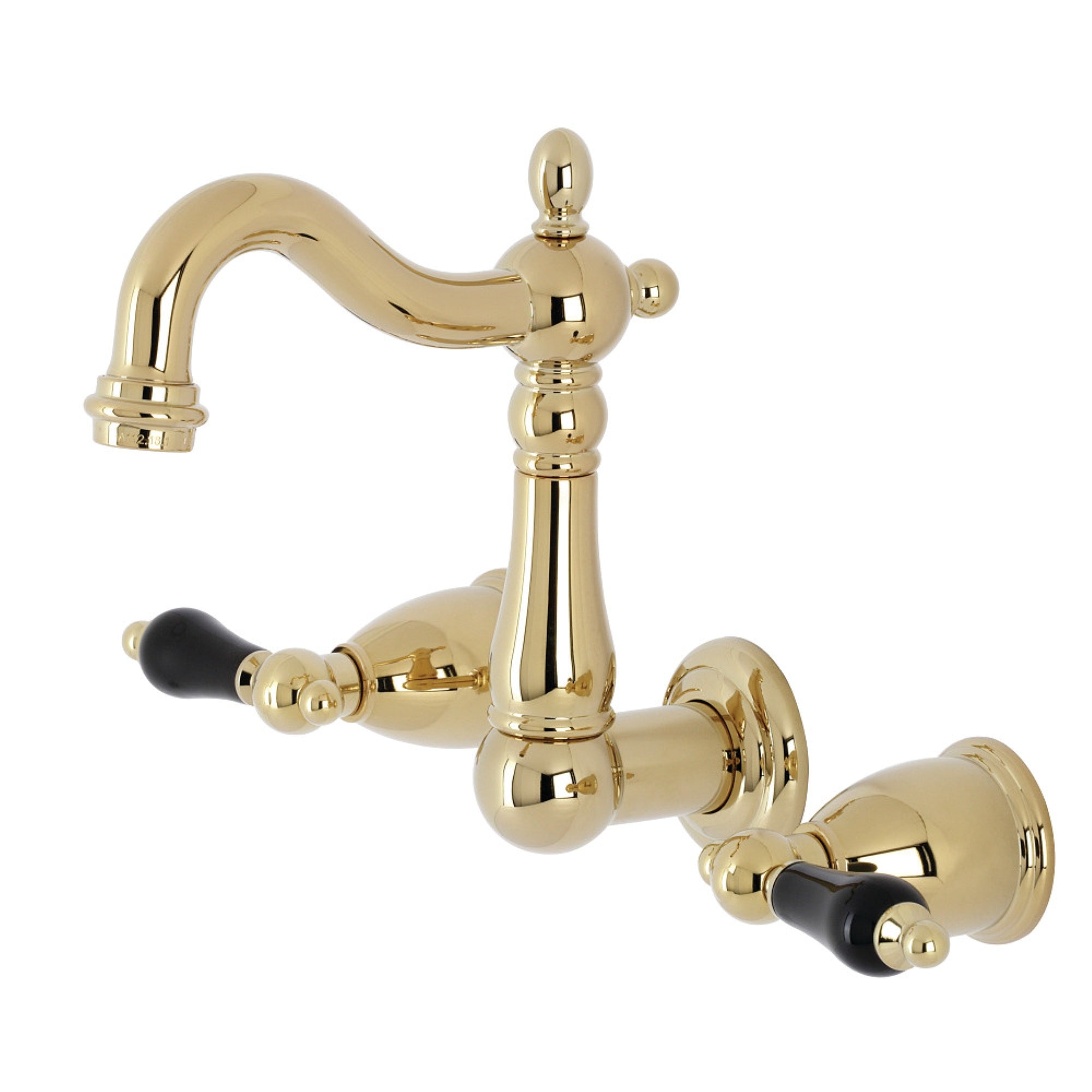 Kingston Brass Ks1222Pkl Duchess Two-Handle Wall Mount Bathroom Faucet, Polished Brass