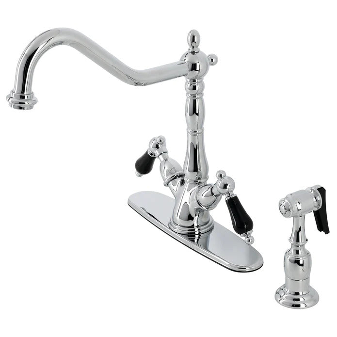 Kingston Brass Ks1231Pklbs Mono Deck Mount Kitchen Faucet With Brass Sprayer, Cp