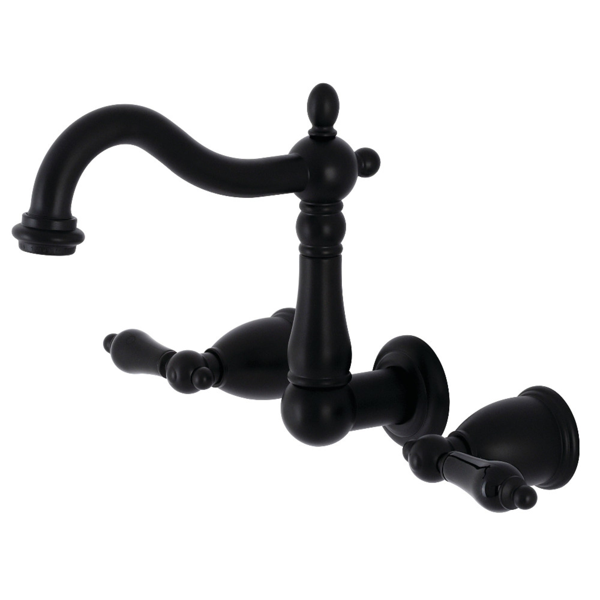 Kingston Brass Ks1250Pkl Duchess Two-Handle Wall Mount Bathroom Faucet, Matte Black