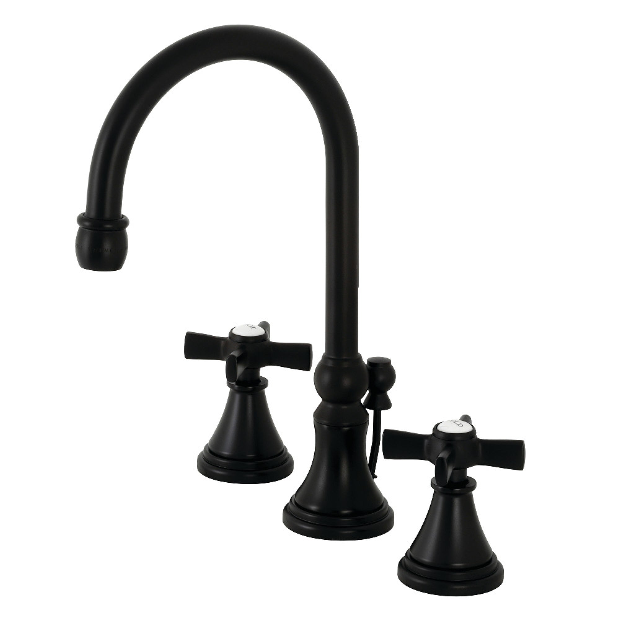 Kingston Brass Ks2980Zx Millennium Widespread Bathroom Faucet With Brass Pop-Up, Matte Black