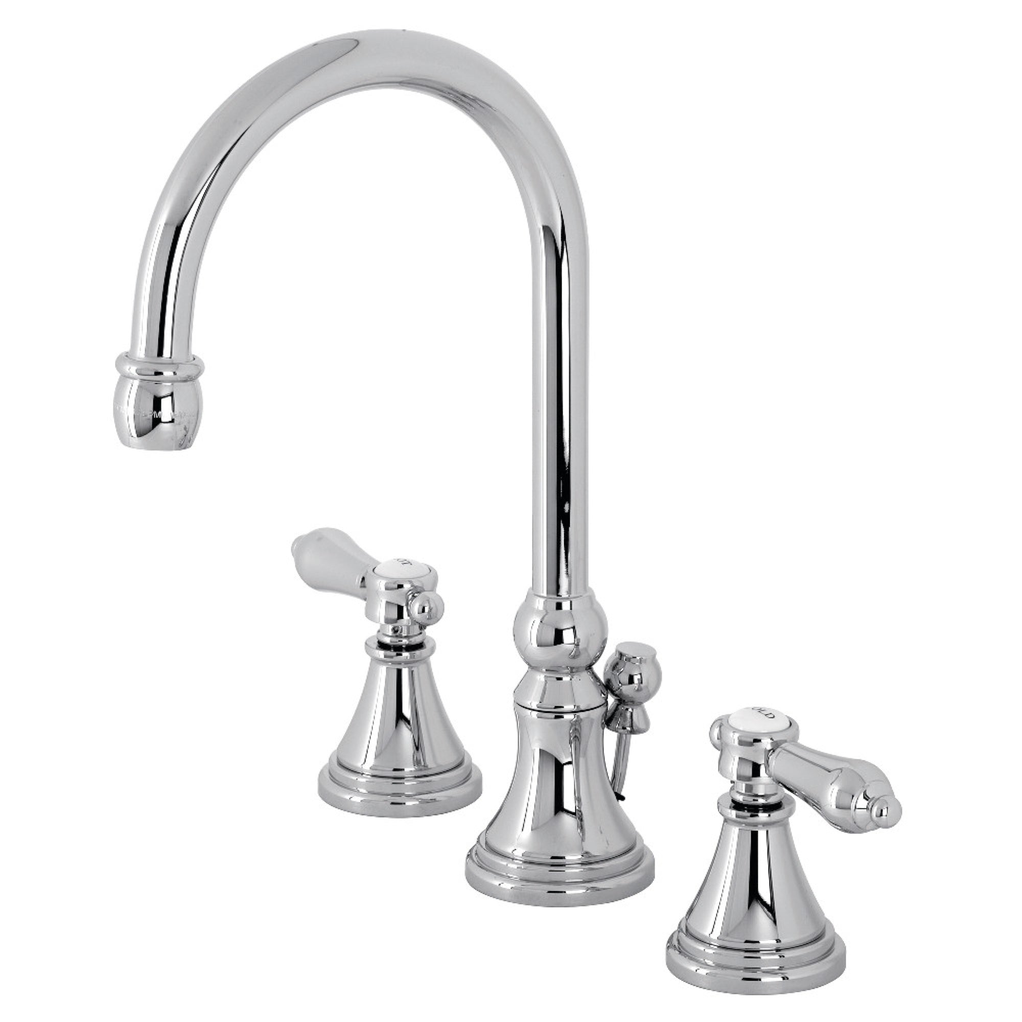 Kingston Brass Ks2981Bal Heirloom Widespread Bathroom Faucet With Brass Pop-Up, Polished Chrome