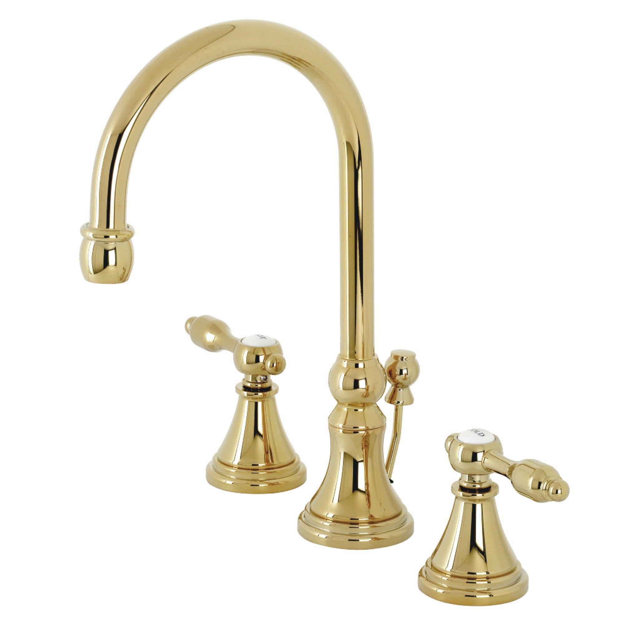 Kingston Brass Ks2982Tal Tudor Widespread Bathroom Faucet With Brass Pop-Up, Polished Brass