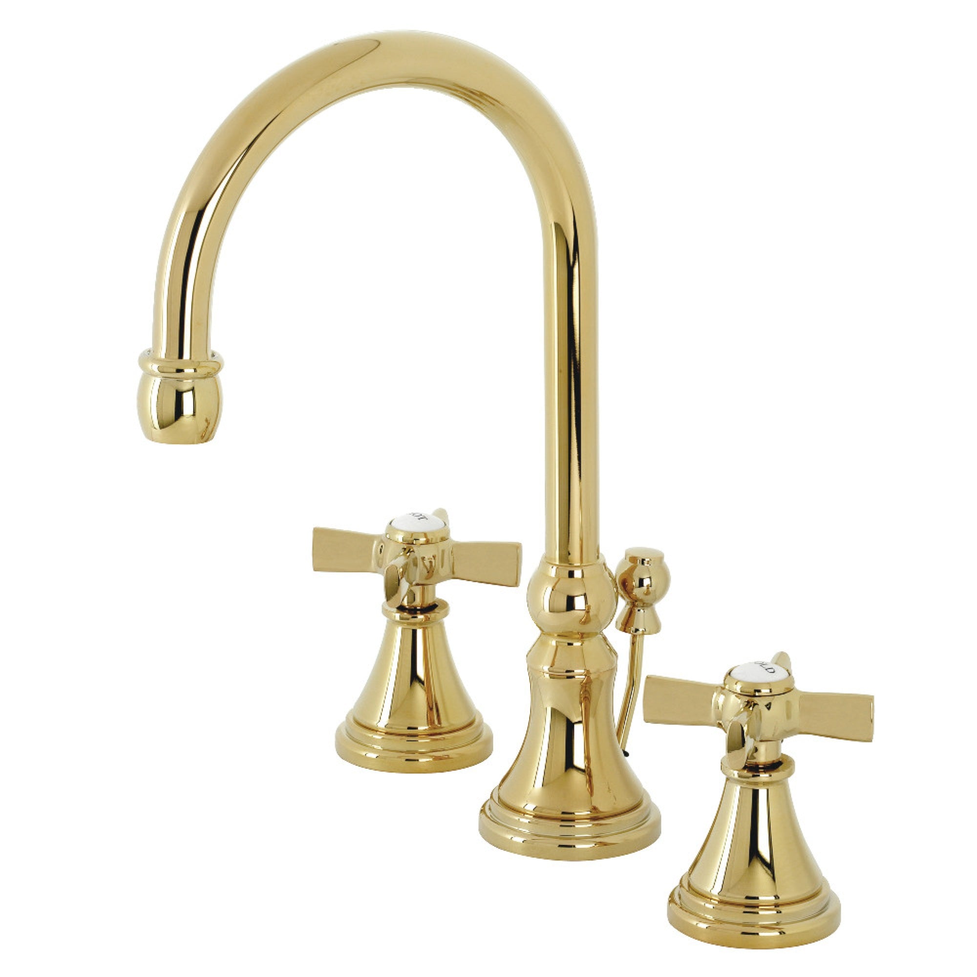Kingston Brass Ks2982Zx Millennium Widespread Bathroom Faucet With Brass Pop-Up, Polished Brass