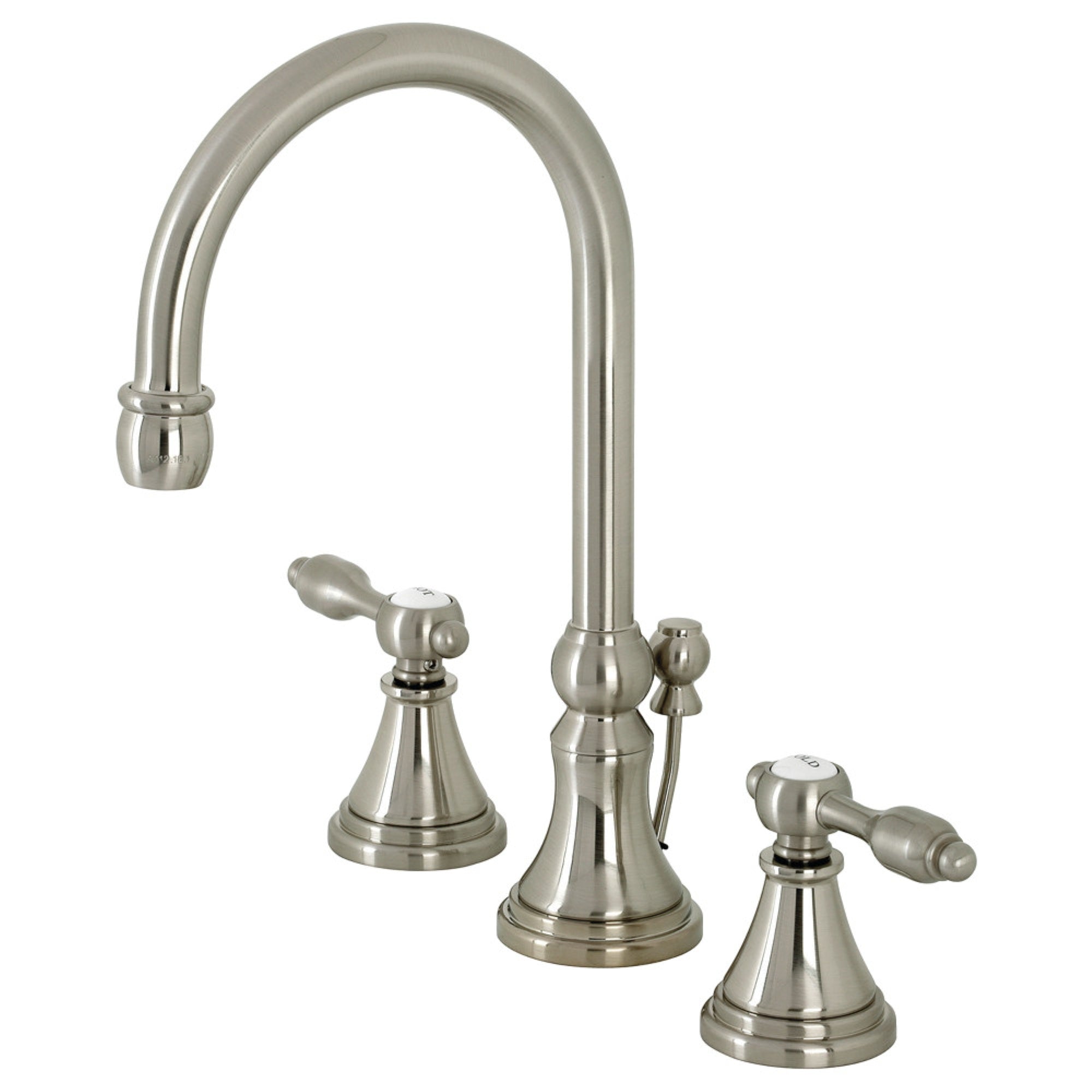 Kingston Brass Ks2988Tal Tudor Widespread Bathroom Faucet With Brass Pop-Up, Brushed Nickel