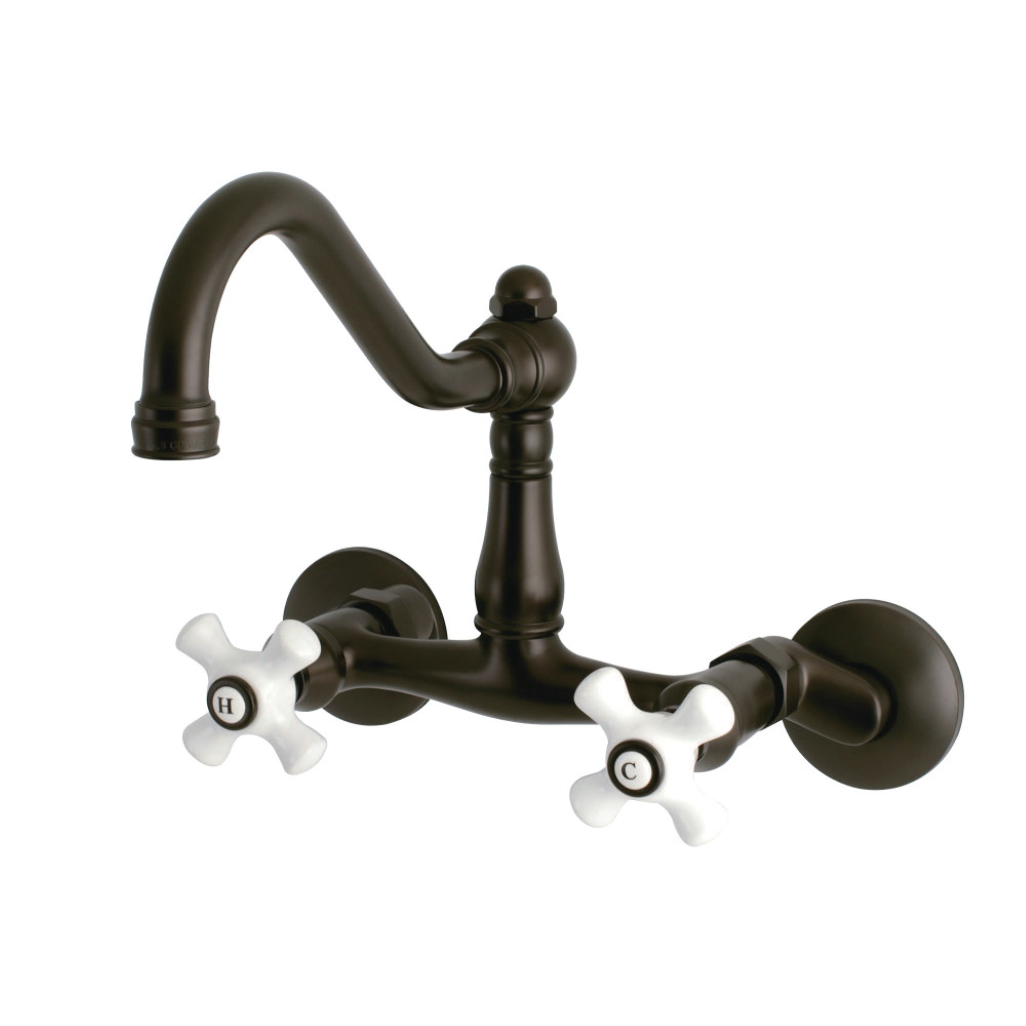 Kingston Brass Ks3225Px Vintage 6 Adjustable Center Wall Mount Kitchen Faucet, Oil Rubbed Bronze