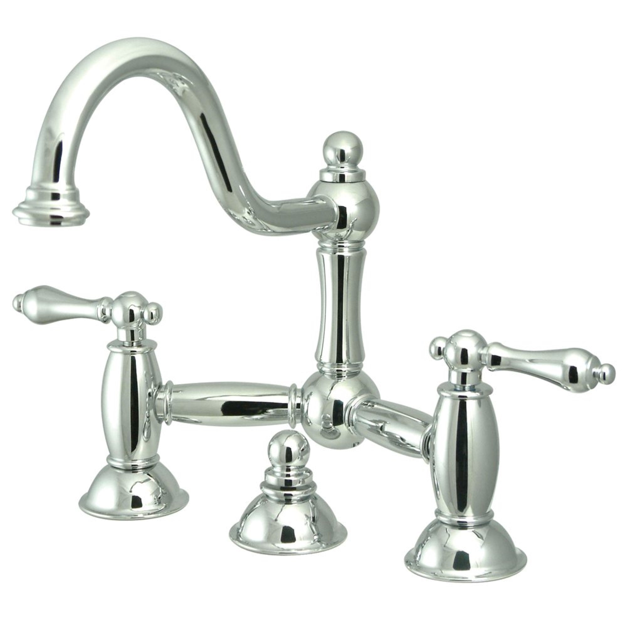 Kingston Brass Ks3911Al Restoration Bathroom Bridge Faucet, Polished Chrome