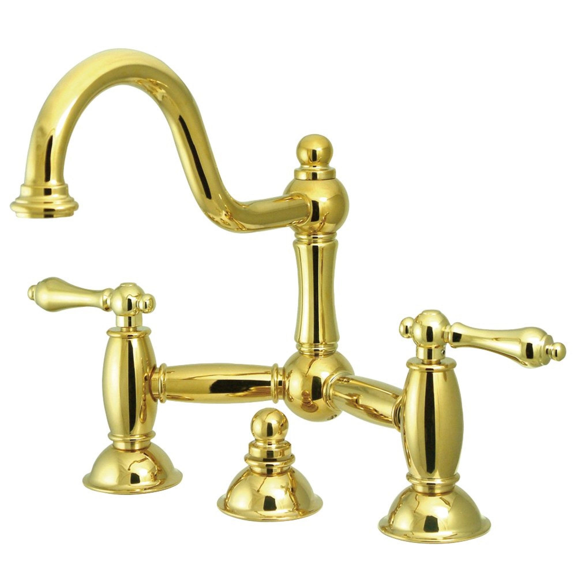 Kingston Brass Ks3912Al Restoration Bathroom Bridge Faucet, Polished Brass