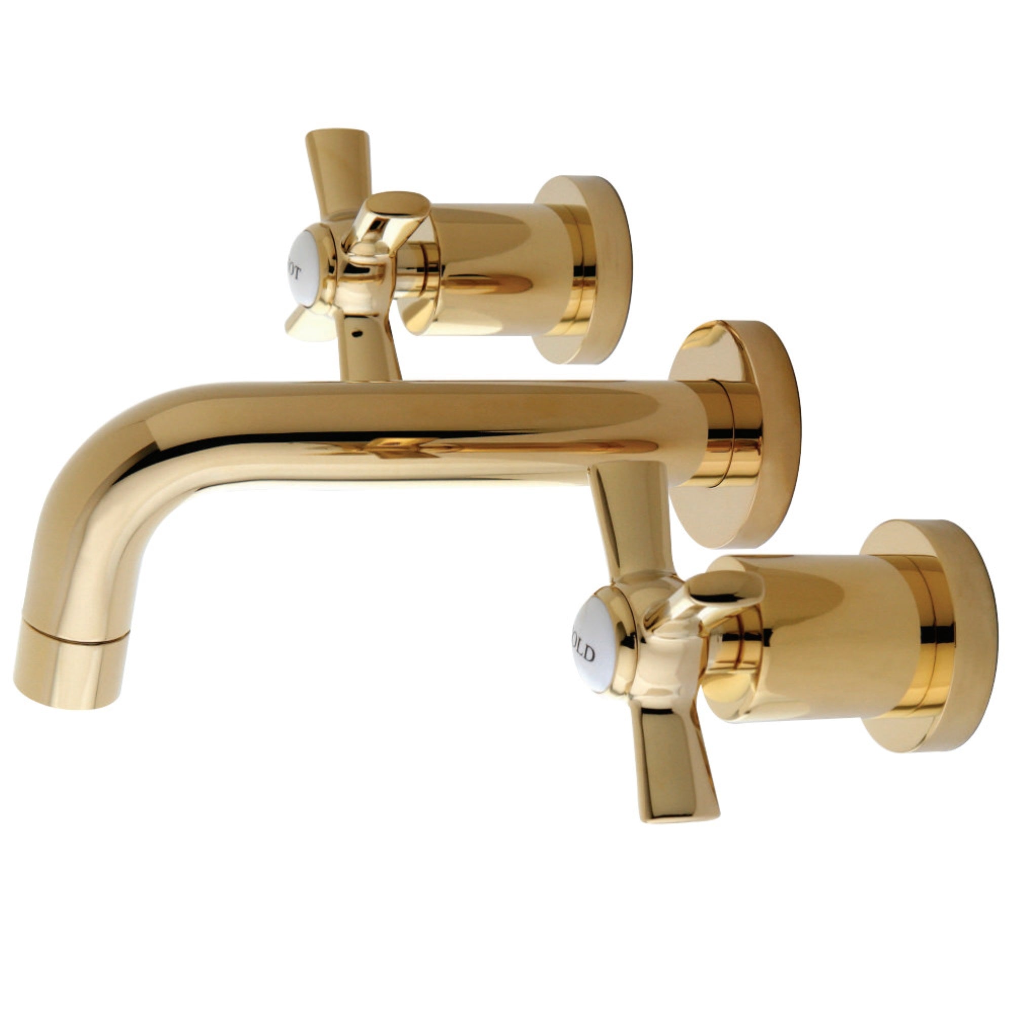 Kingston Brass Ks8122Zx Millennium 2-Handle Wall Mount Bathroom Faucet, Polished Brass