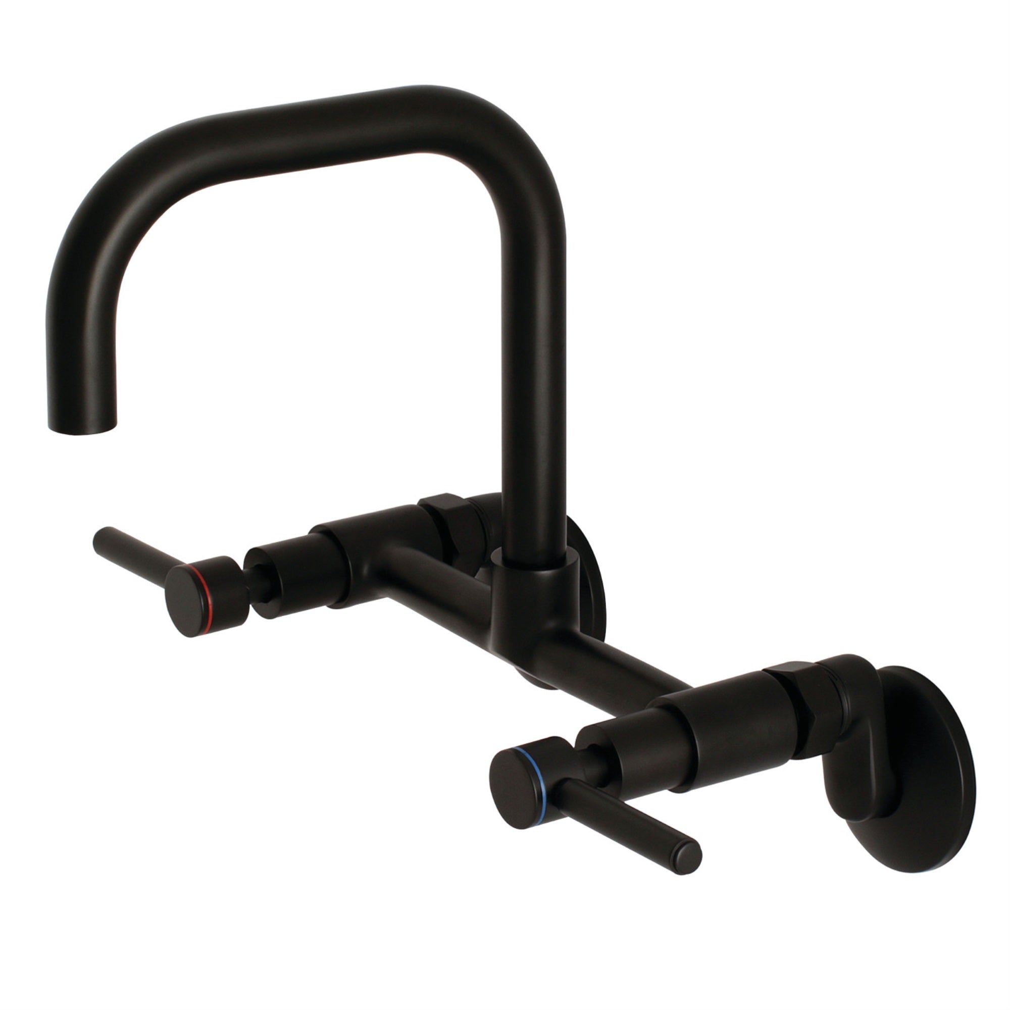 Kingston Brass Concord 8-Inch Adjustable Center Wall Mount Kitchen Faucet, Matte Black