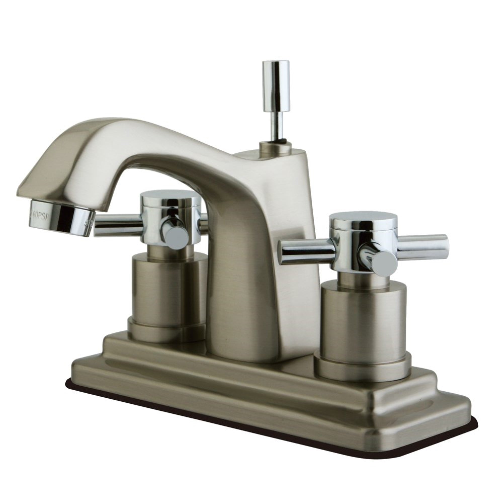 Kingston Brass Ks8647Dx 4 In. Centerset Bathroom Faucet, Brushed Nickel/Polished Chrome