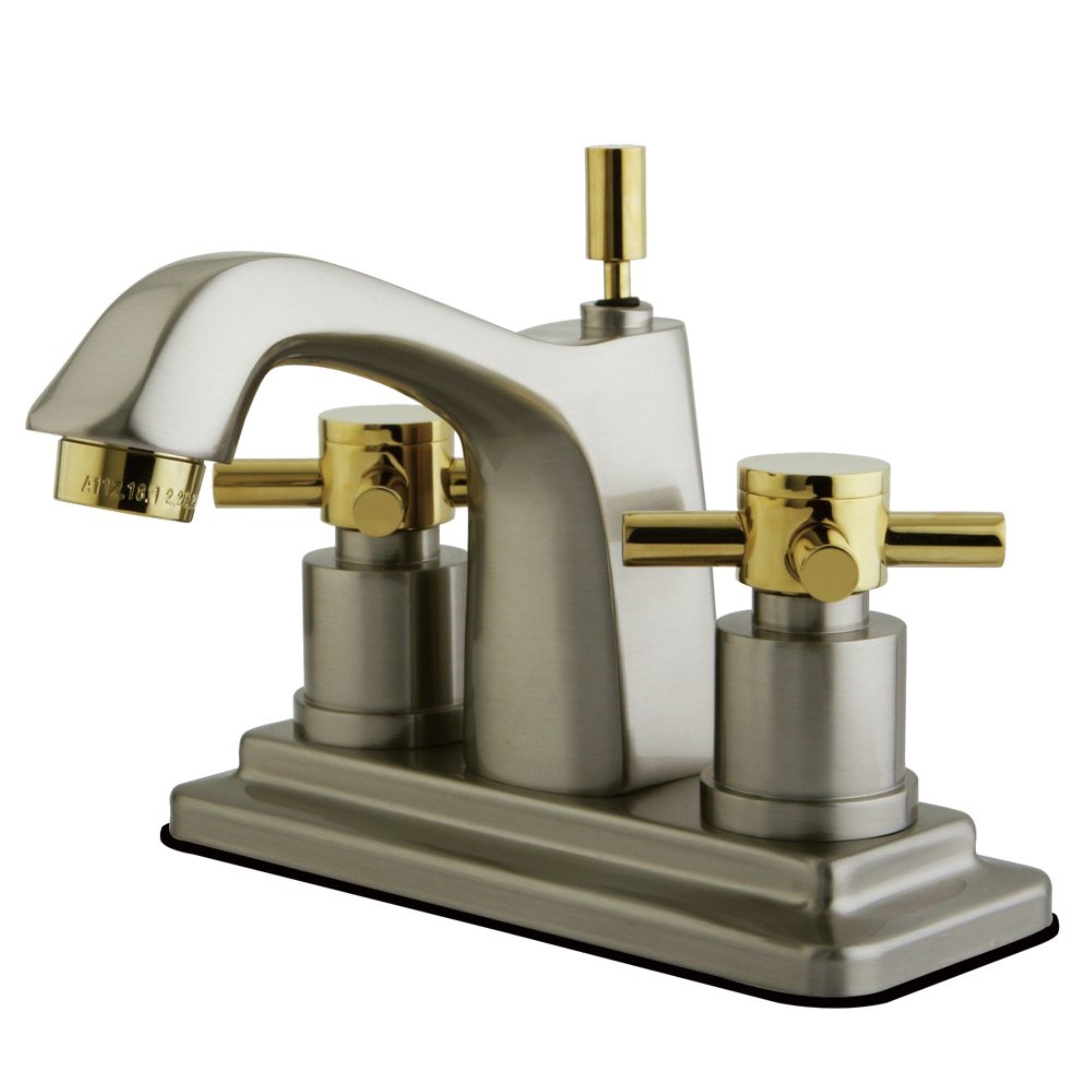 Kingston Brass Ks8649Dx 4 In. Centerset Bathroom Faucet, Brushed Nickel/Polished Brass