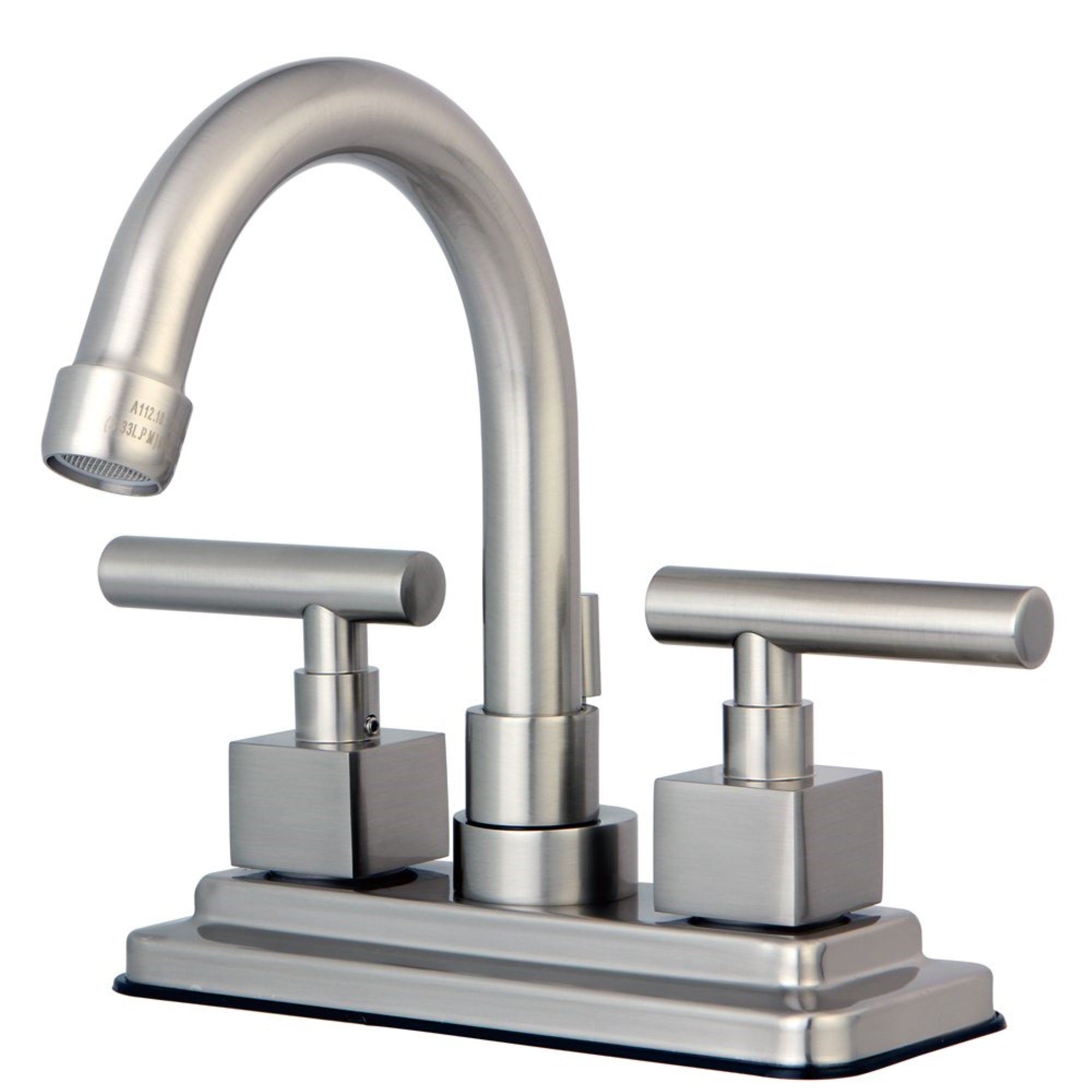 Kingston Brass Ks8668Cql Claremont 4 In. Centerset Bathroom Faucet With Brass Pop-Up, Brushed Nickel