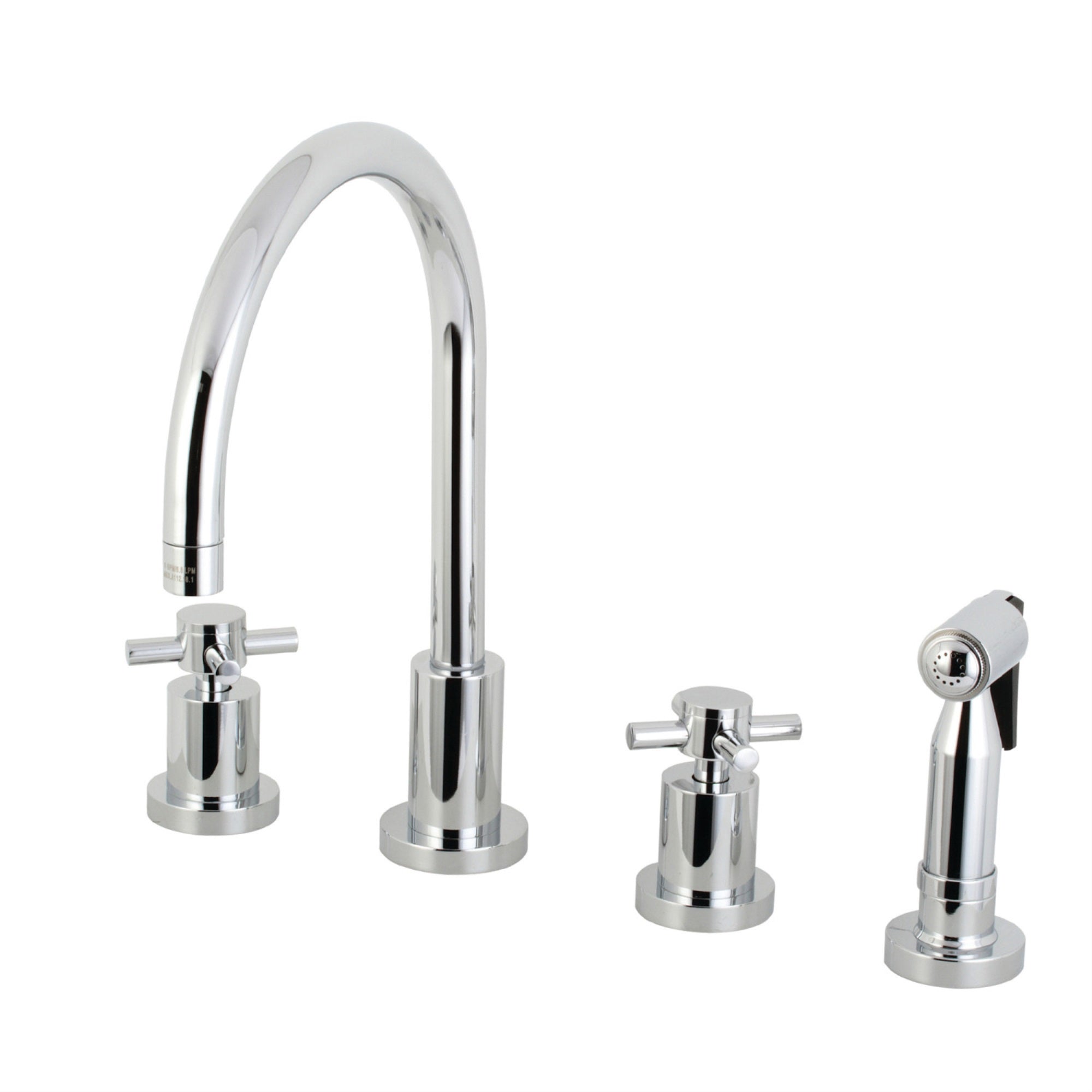 Kingston Brass Ks8721Dxbs Concord 8-Inch Widespread Kitchen Faucet With Brass Sprayer, Polished Chrome