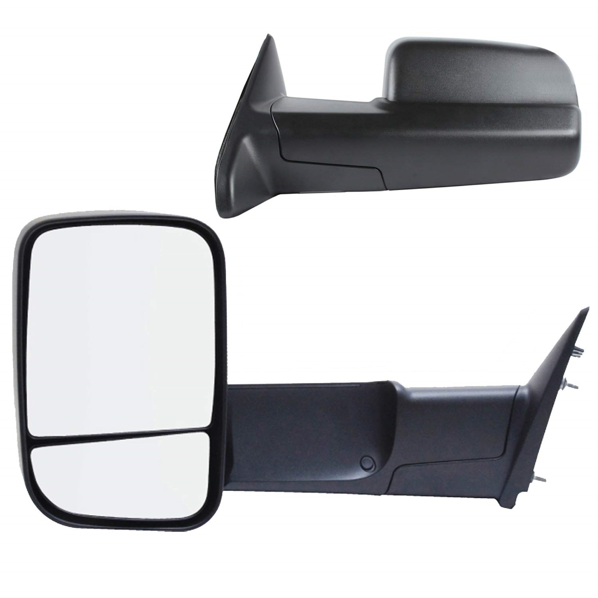Fit System Towing Mirror Pair For Dodge/Ram Pick-Up 1500, 2500, 3500, Code (Gpd), Flip-Out-Head, Dual Lens, Textured Black, Foldaway, Manual