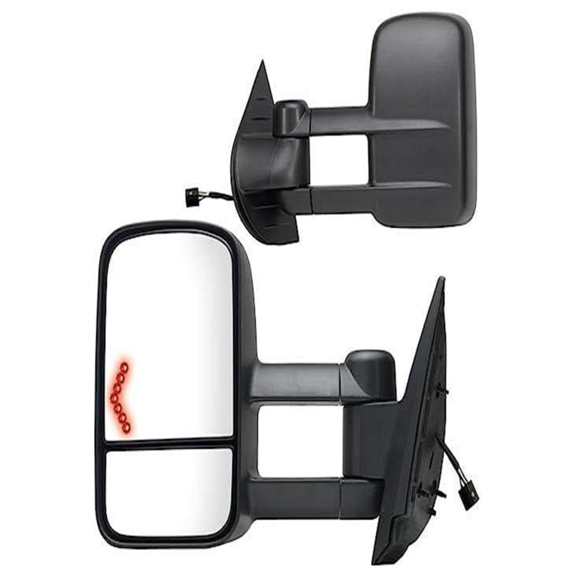 Fit System Towing Mirror Pair For Avalanche, Silverado 1500, Sierra 1500, Silverado 2500/3500, Suburban, Tahoe, Sierra 2500/3500, Silverado/Sierra Hybrid, Arrow Signal, No Memo, Heated Power
