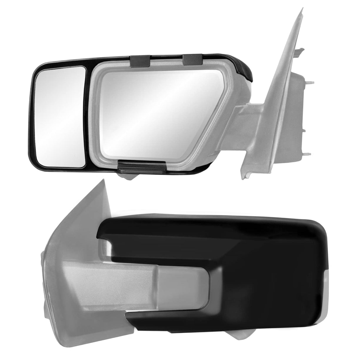 K Source Snap & Zap Custom Towing Mirror Pair For Ford F150, Black