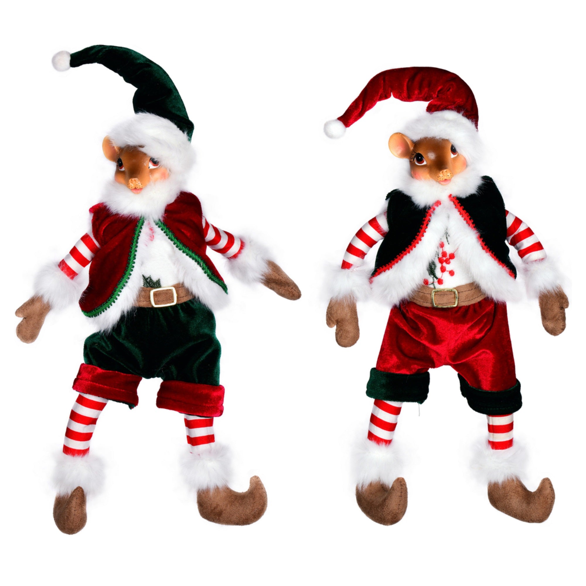 14” Holly Jolly Mouse Doll Asst 2/Box