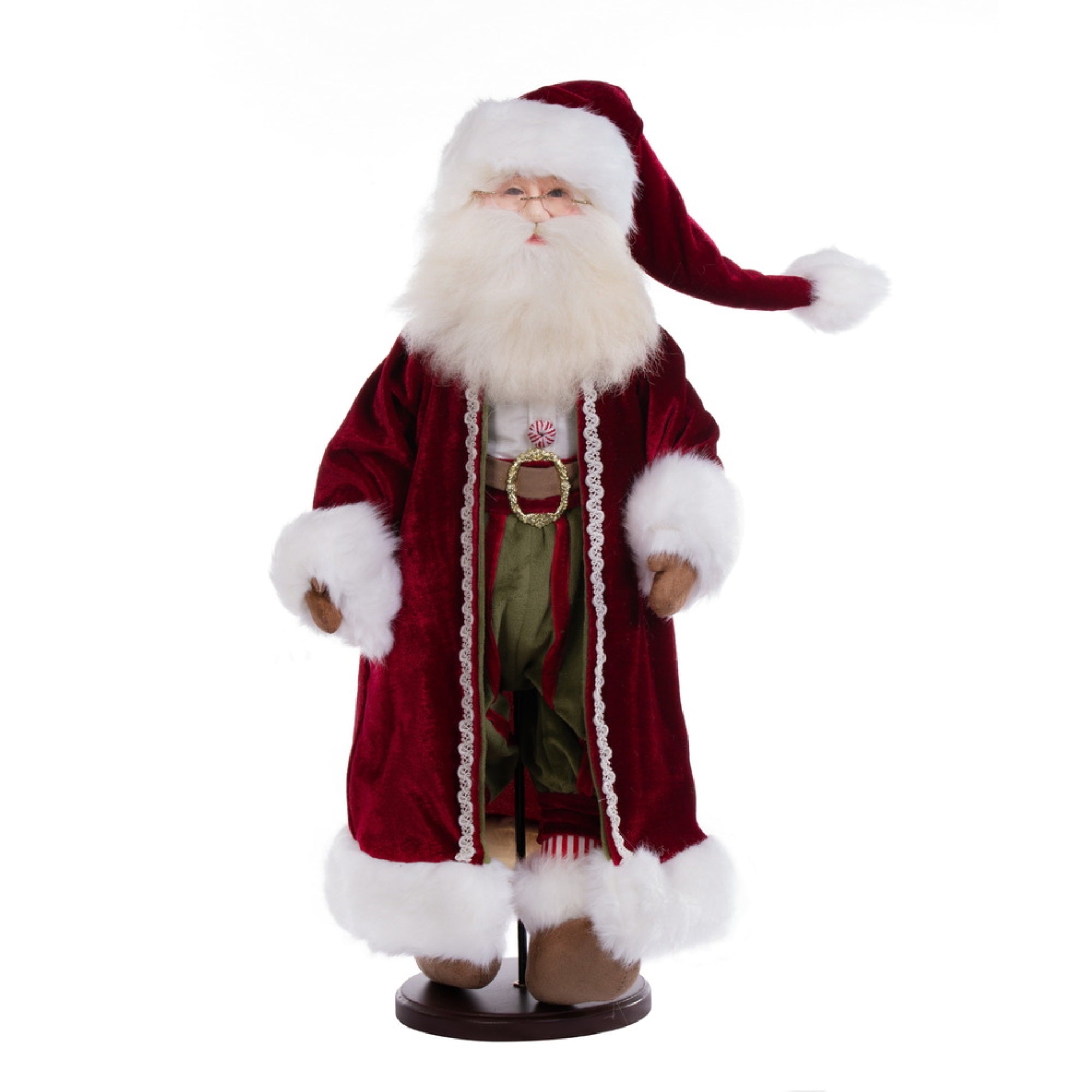 19” Deck The Halls Santa Doll with Stand