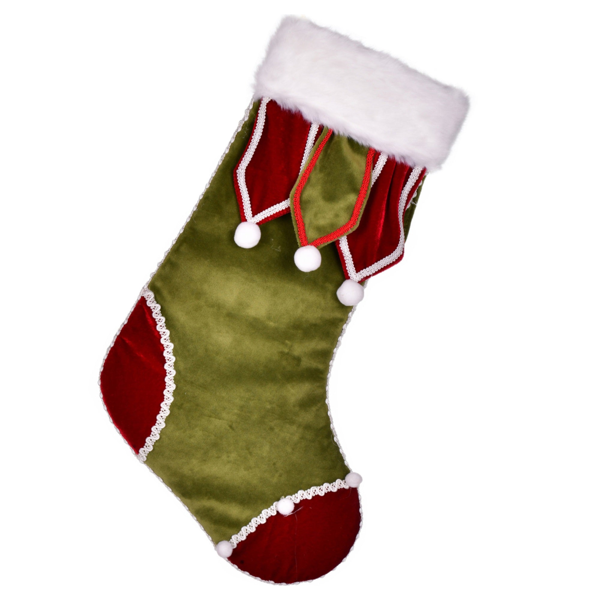 21” Burgundy/Emerald Velvet Stocking