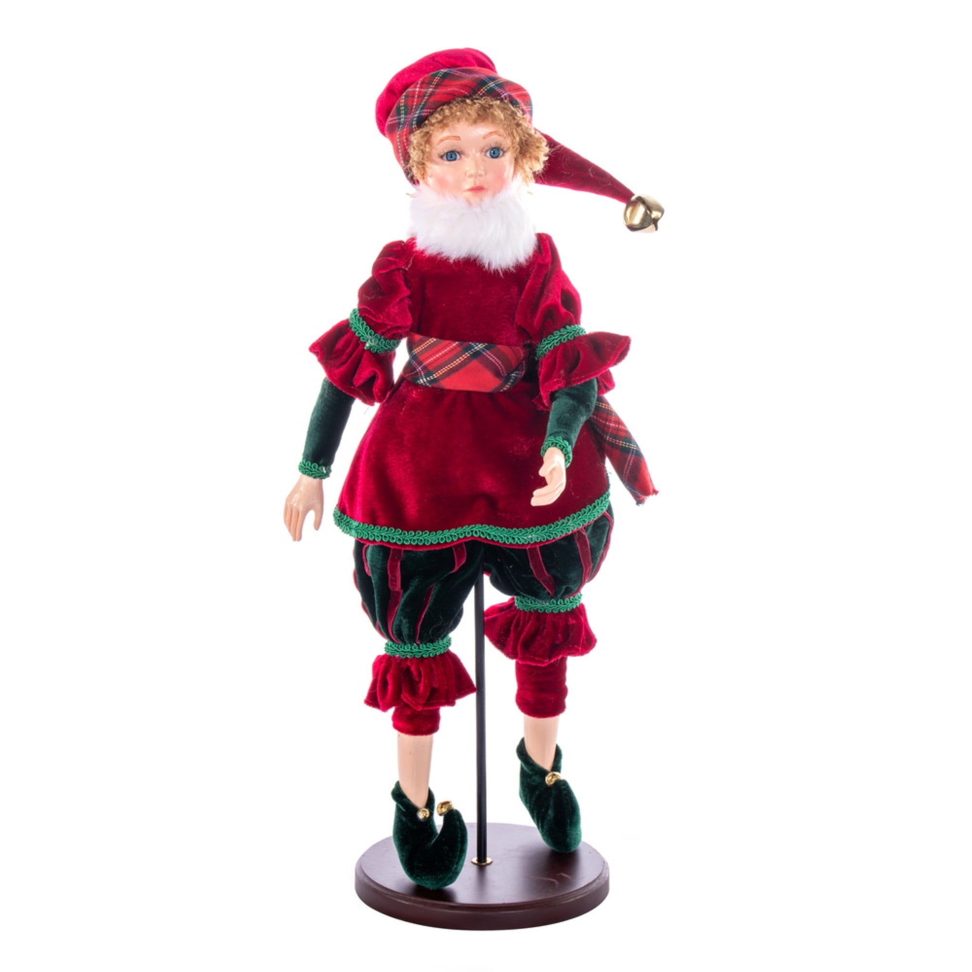 18” Red Plaid Fairy Girl with Stand