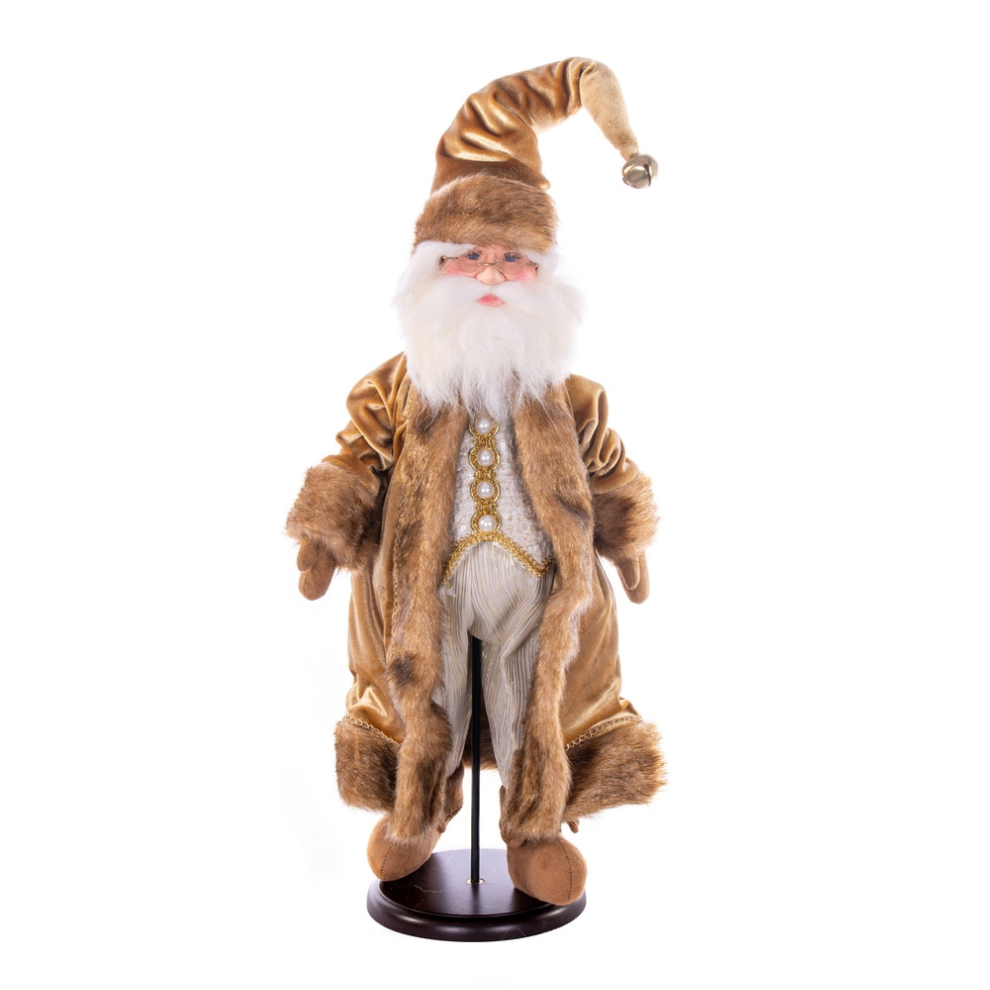 18” Mocha Velvet Santa Doll with Stand