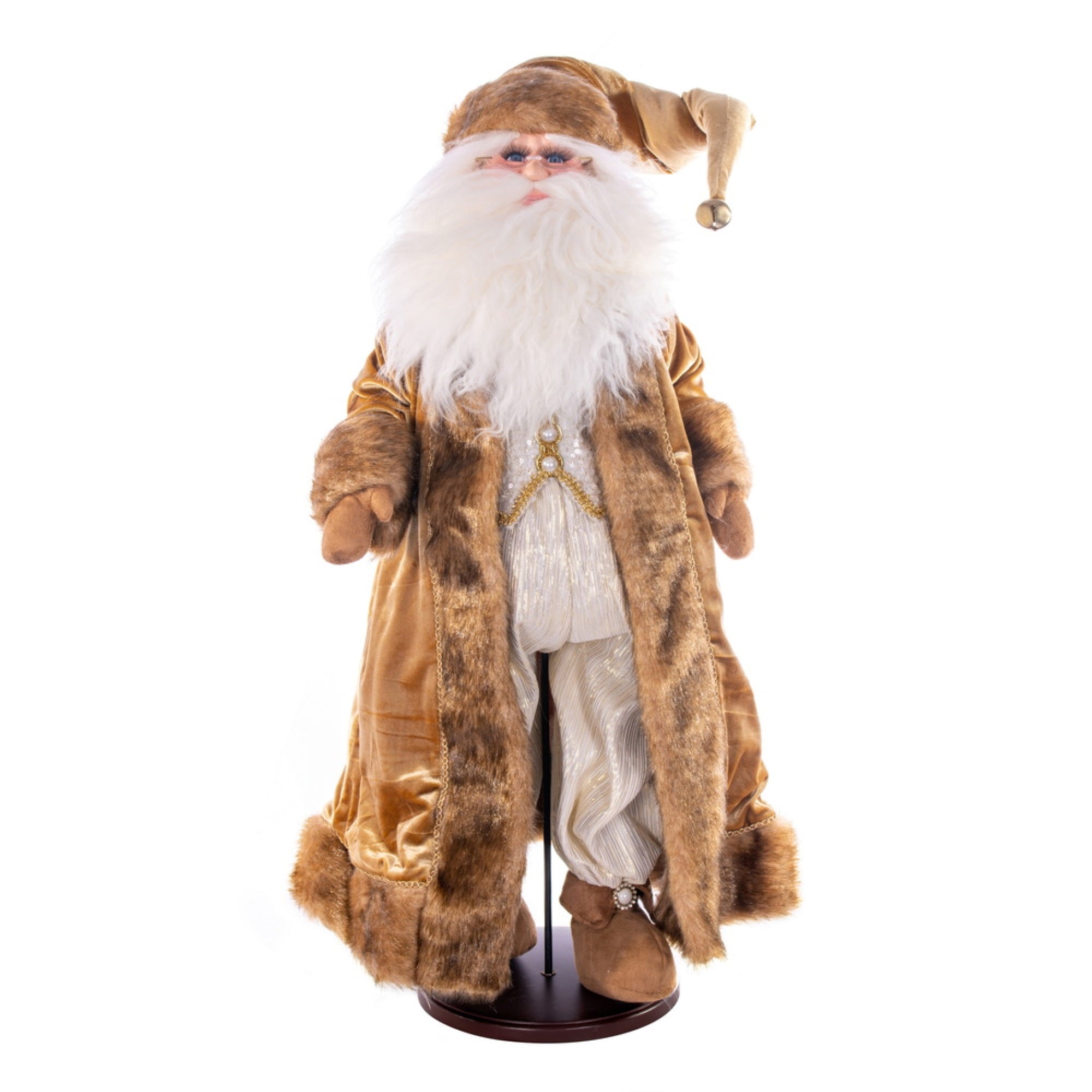 28” Mocha Velvet Santa Doll with Stand
