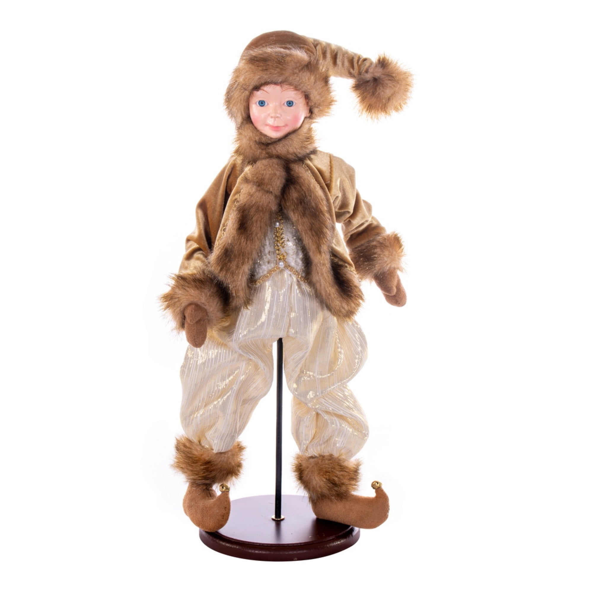 18” Mocha Velvet Fairy Boy with Stand