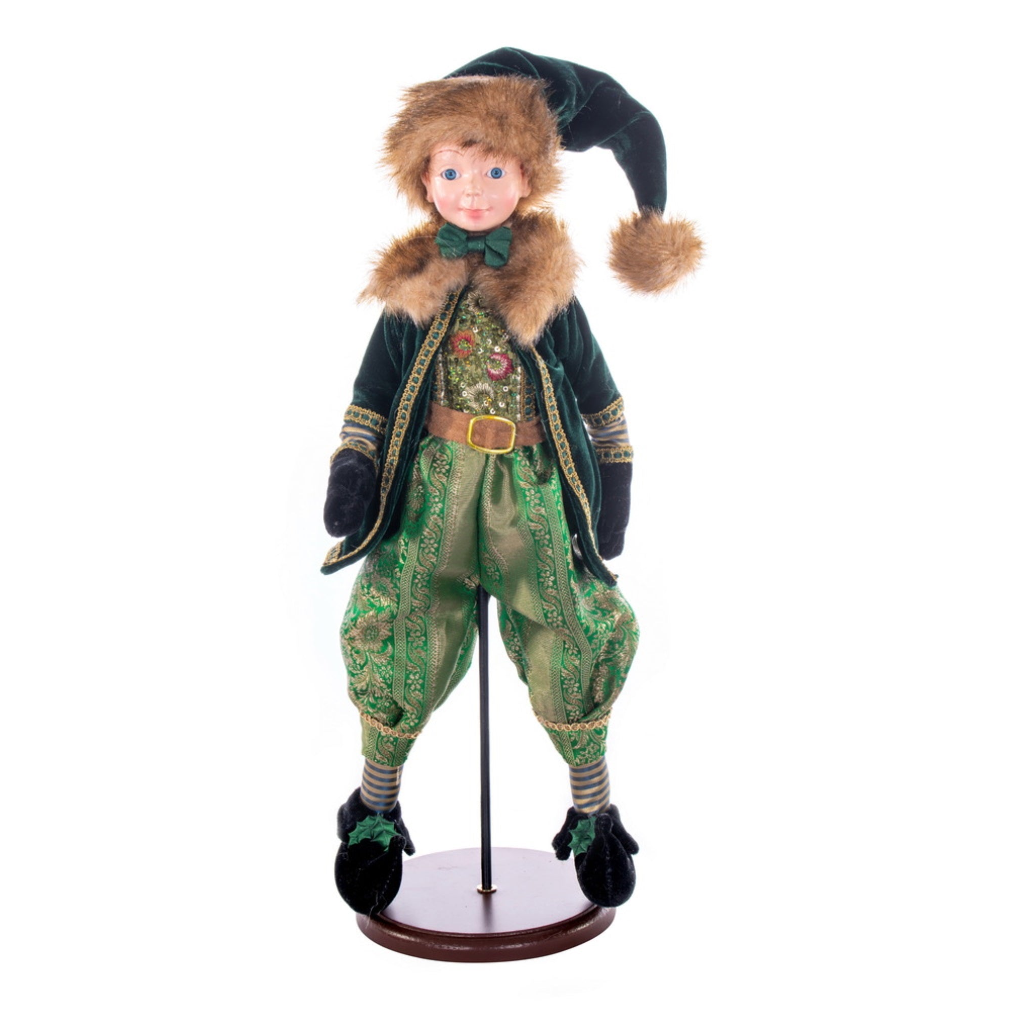 18” Green Velvet Fairy Boy with Stand