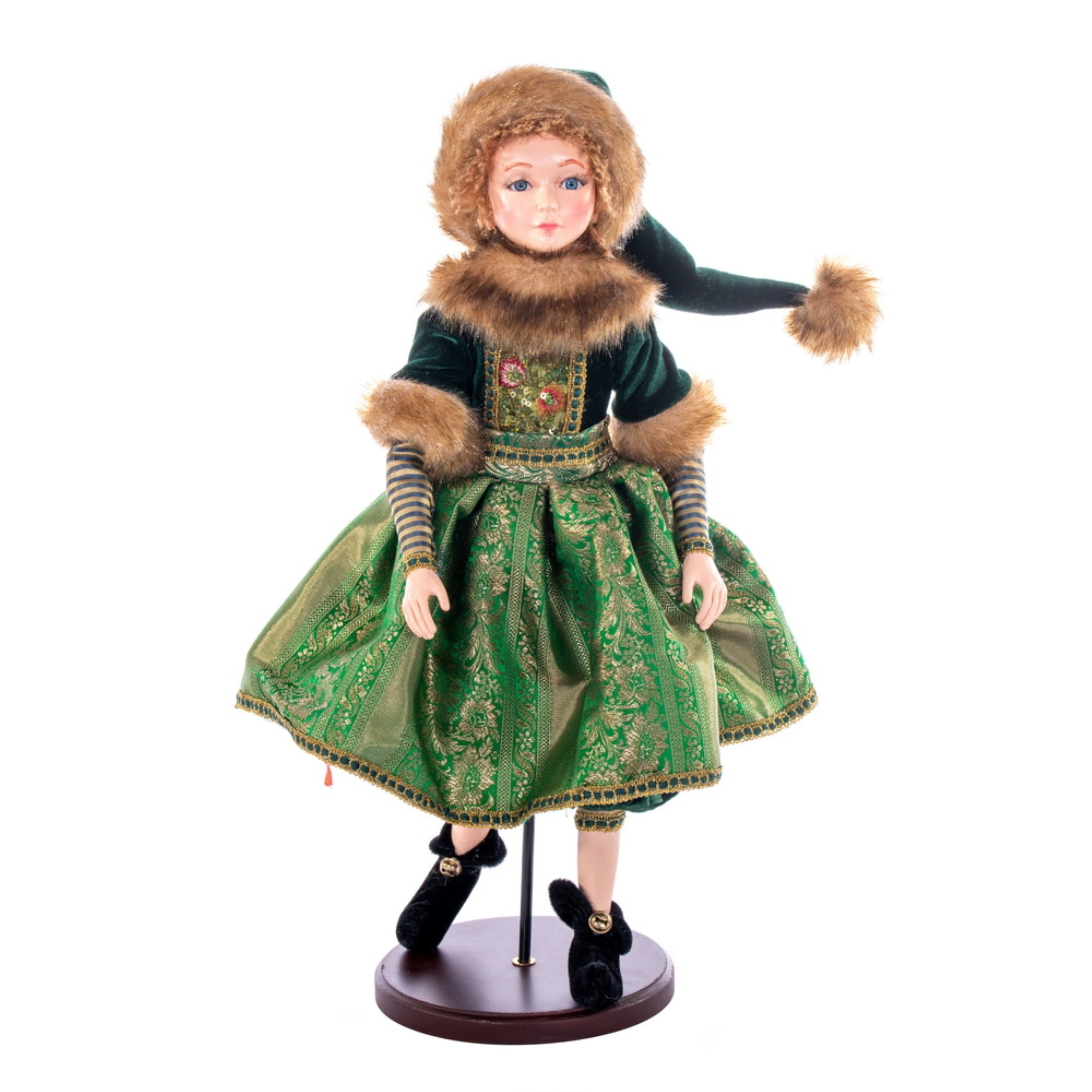 18” Green Velvet Fairy Girl with Stand