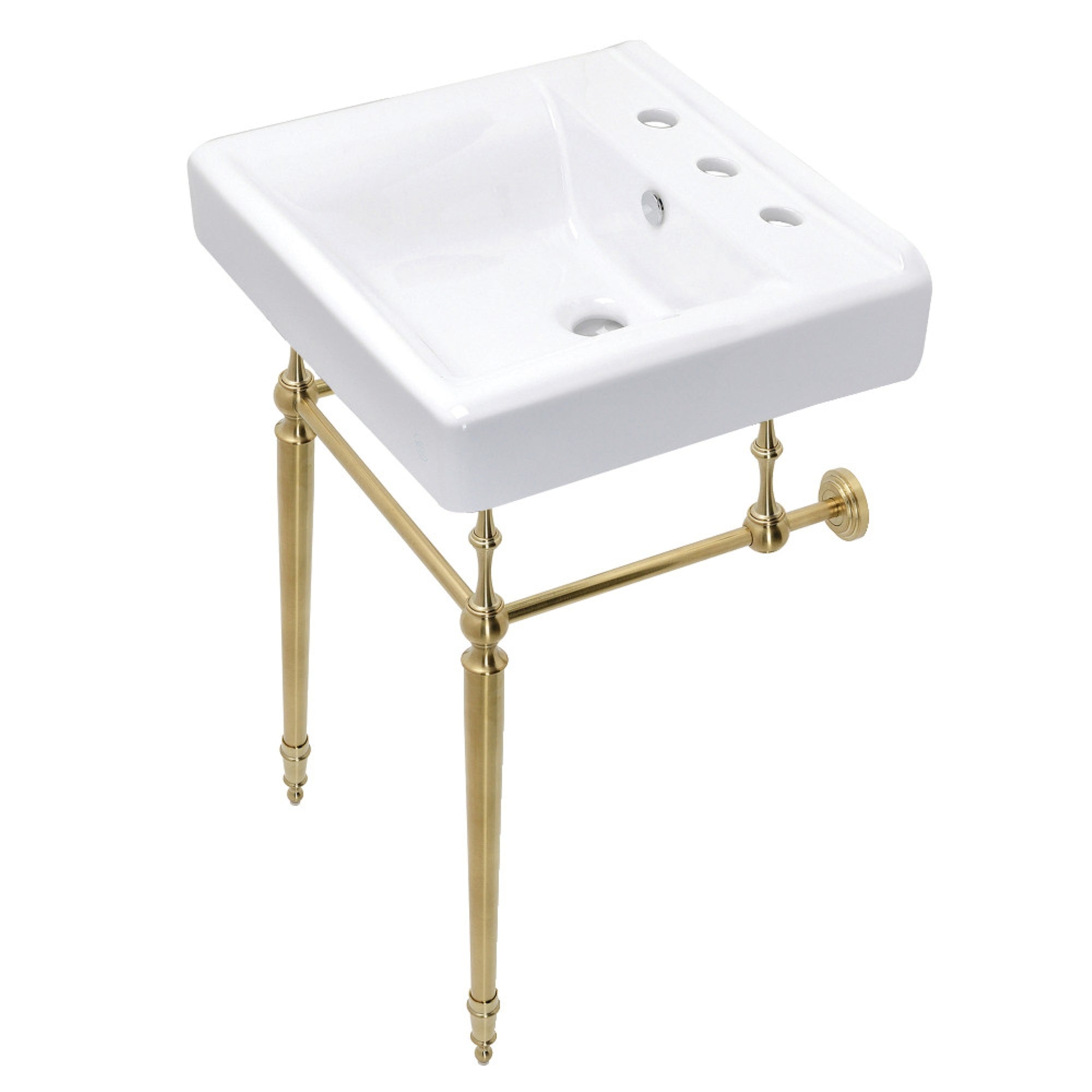 Kingston Brass Kvpb2018W87 Edwardian 20-Inch Console Sink Set, Brushed Brass