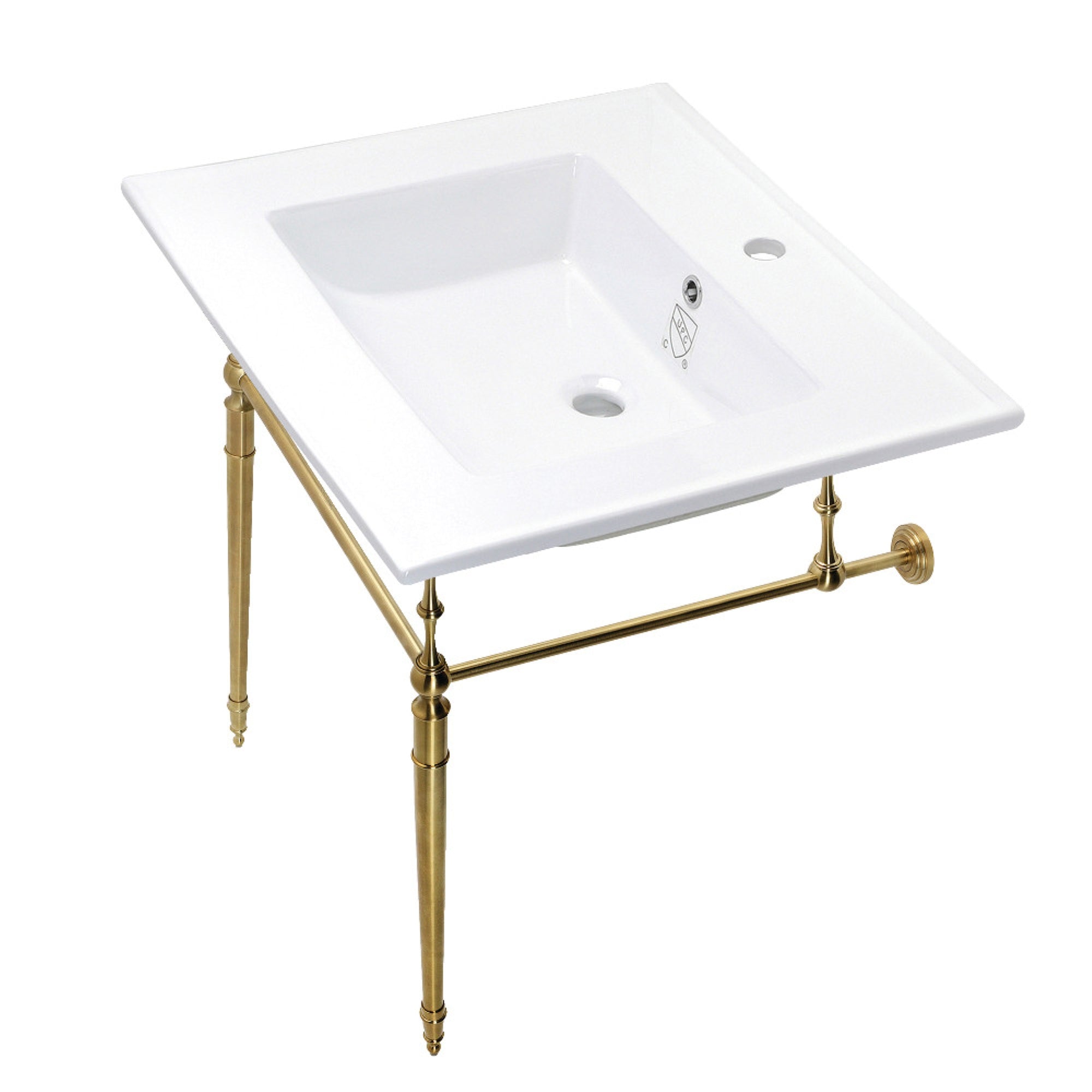 Kingston Brass Kvpb252271Bb Edwardian 25-Inch Console Sink Set, White/Brushed Brass