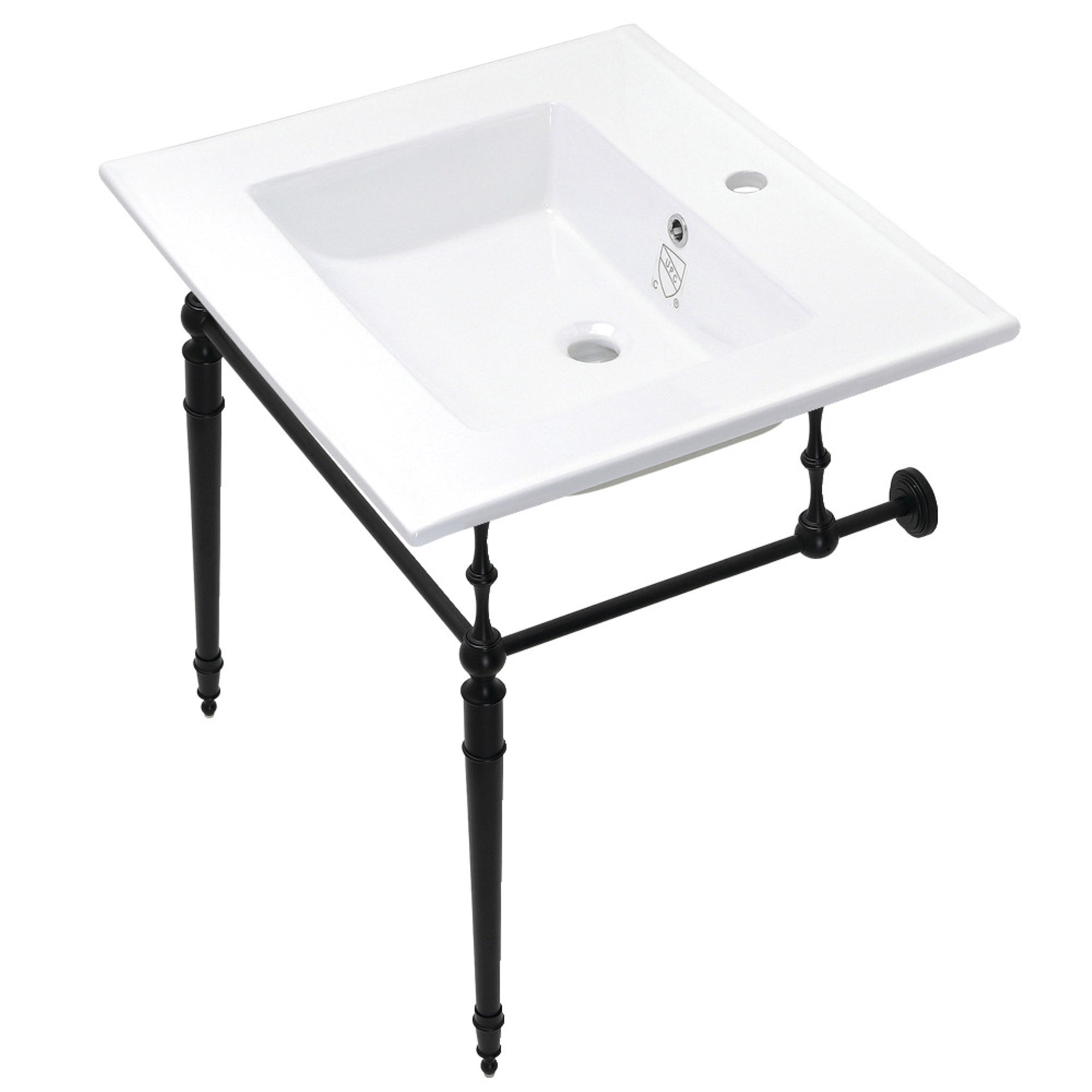 Kingston Brass Kvpb252271Mb Edwardian 25-Inch Console Sink Set, White/Matte Black