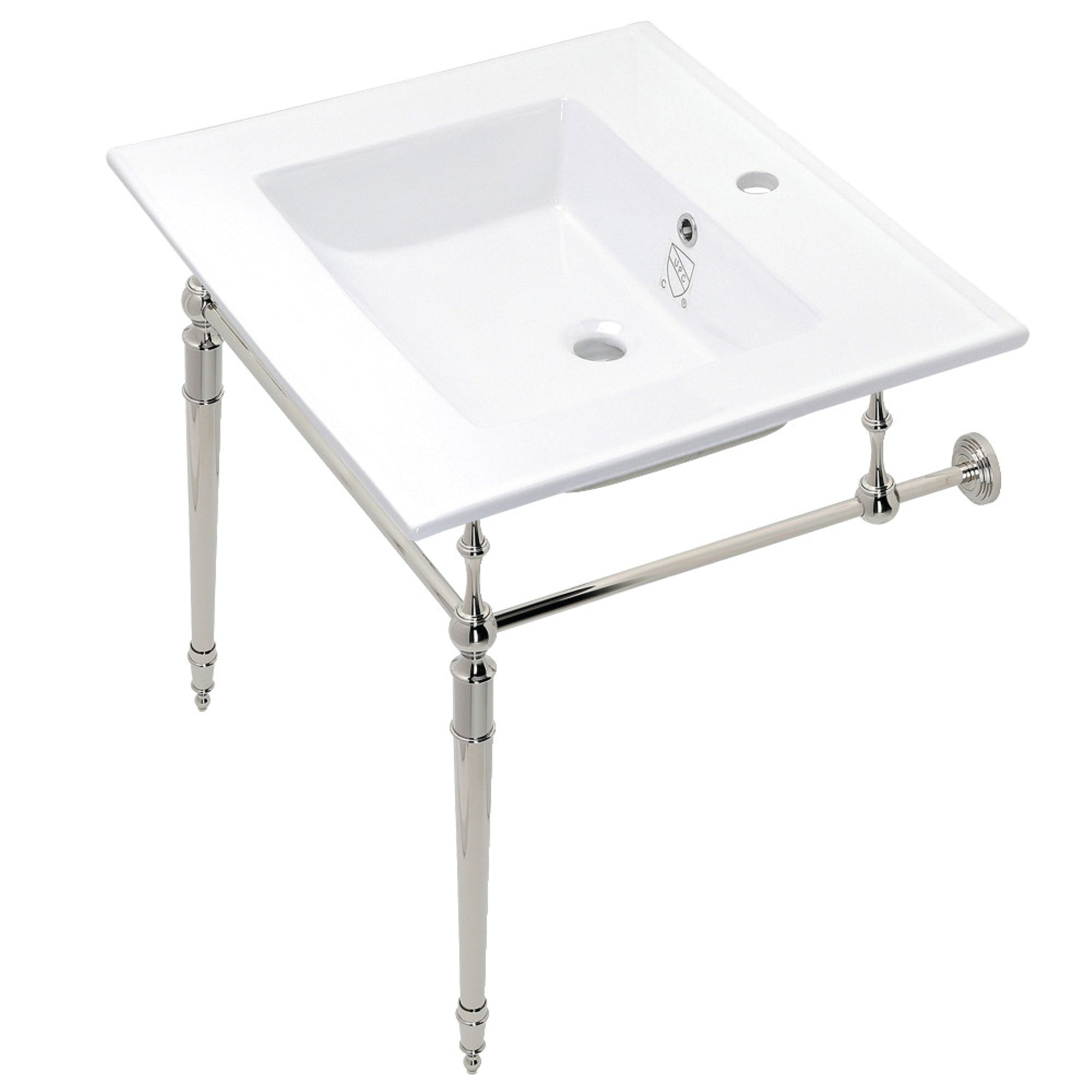 Kingston Brass Kvpb252271Pn Edwardian 25-Inch Console Sink Set, White/Polished Nickel