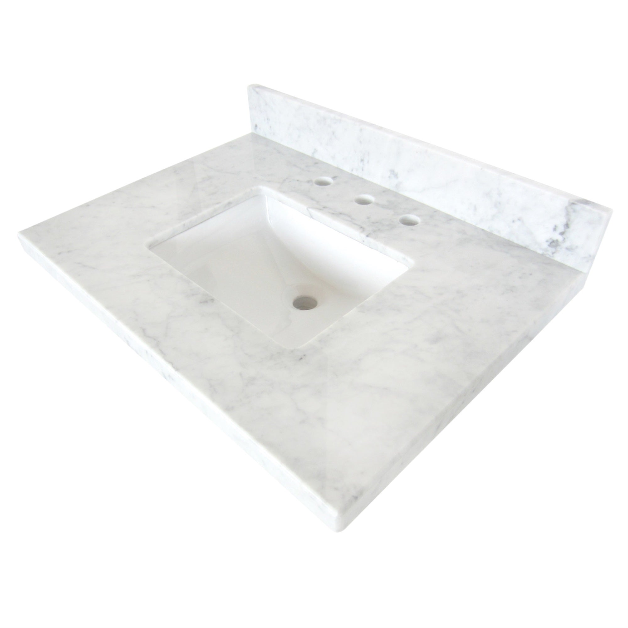 Kingston Brass Kvpb3022M38Sq Templeton 30 X 22 Carrara Marble Vanity Top With Square Undermount Sink, Carrara Marble