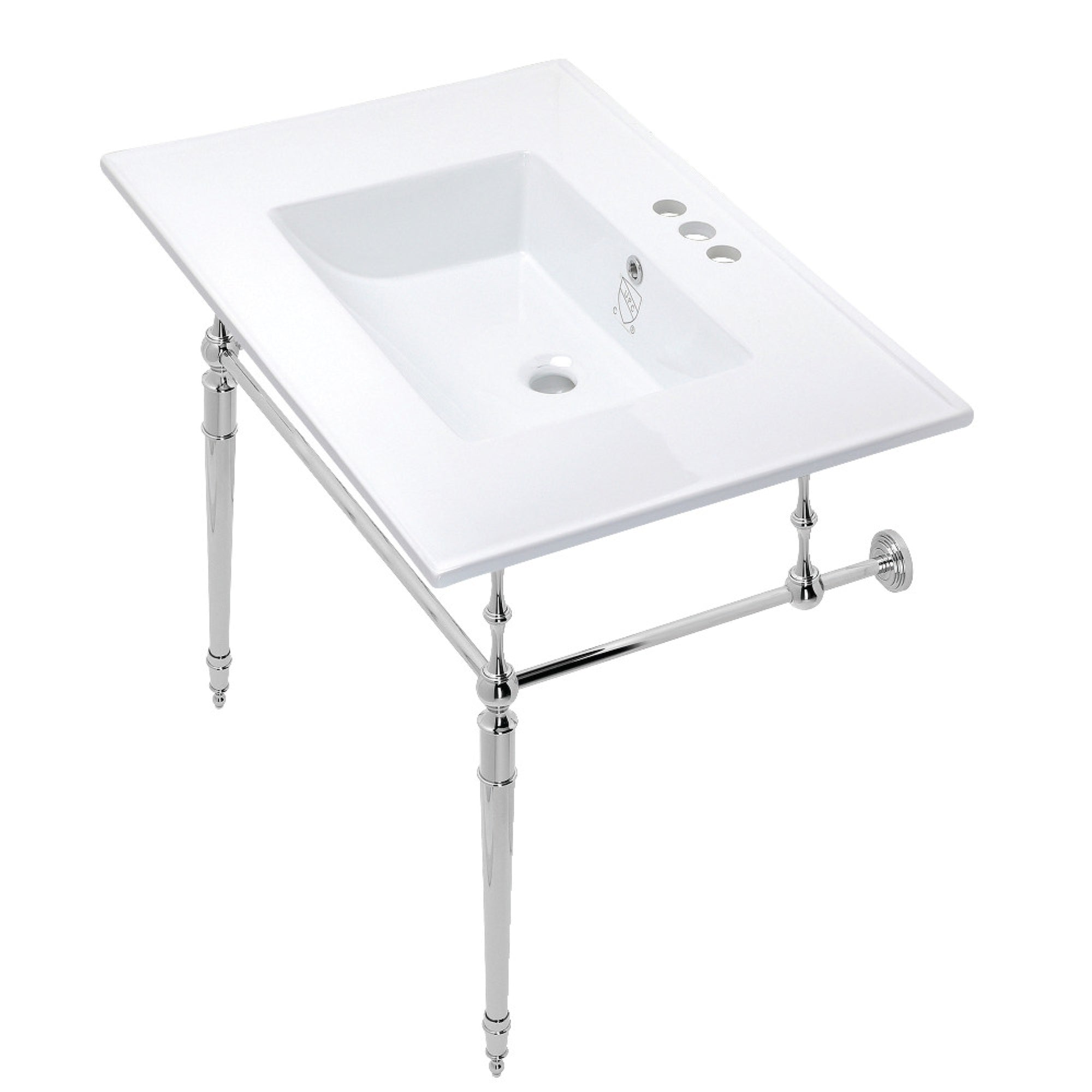 Kingston Brass Kvpb31227W4Cp Edwardian 31-Inch Console Sink Set, White/Polished Chrome
