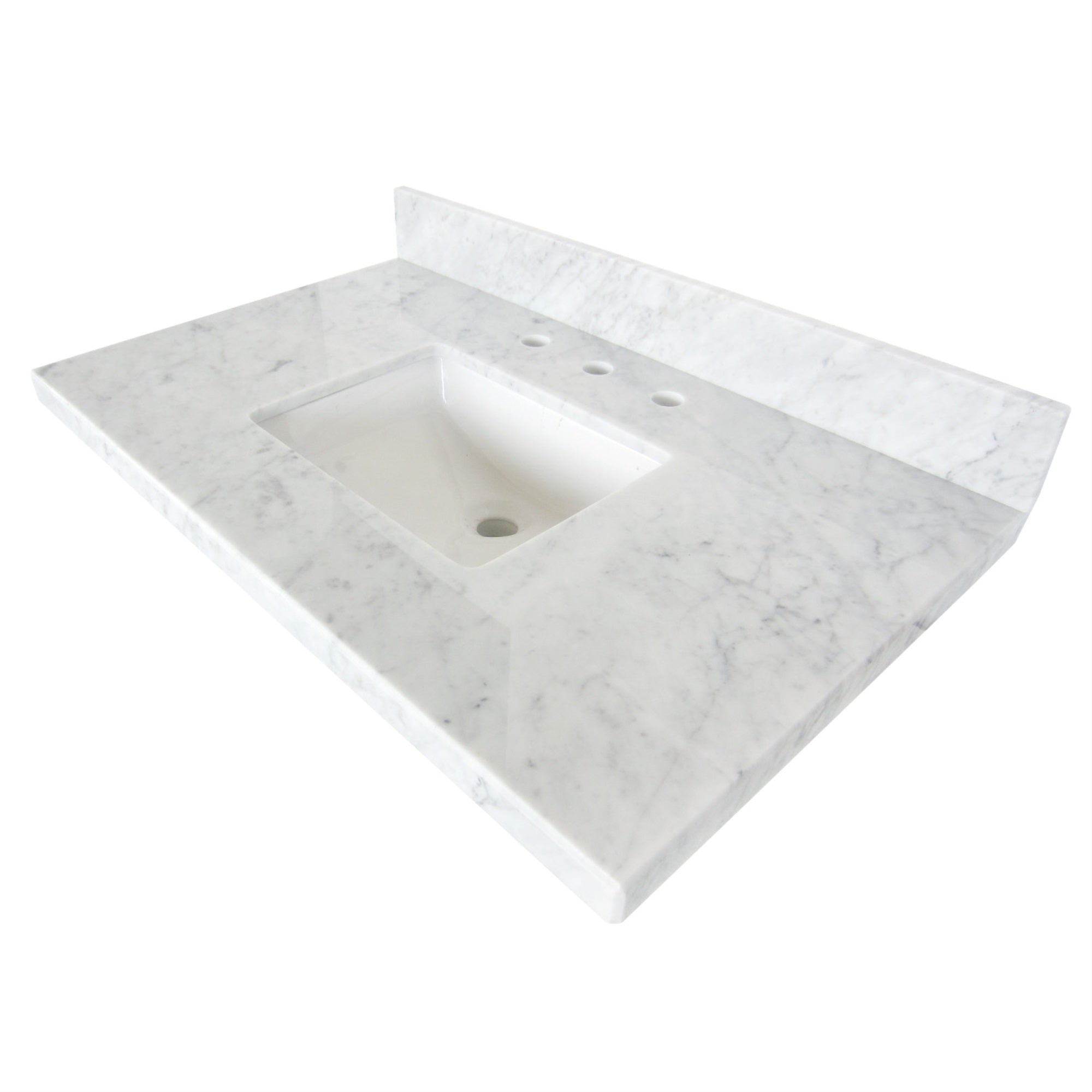 Kingston Brass Kvpb3622M38Sq Templeton 36 X 22 Carrara Marble Vanity Top With Square Undermount Sink, Carrara Marble