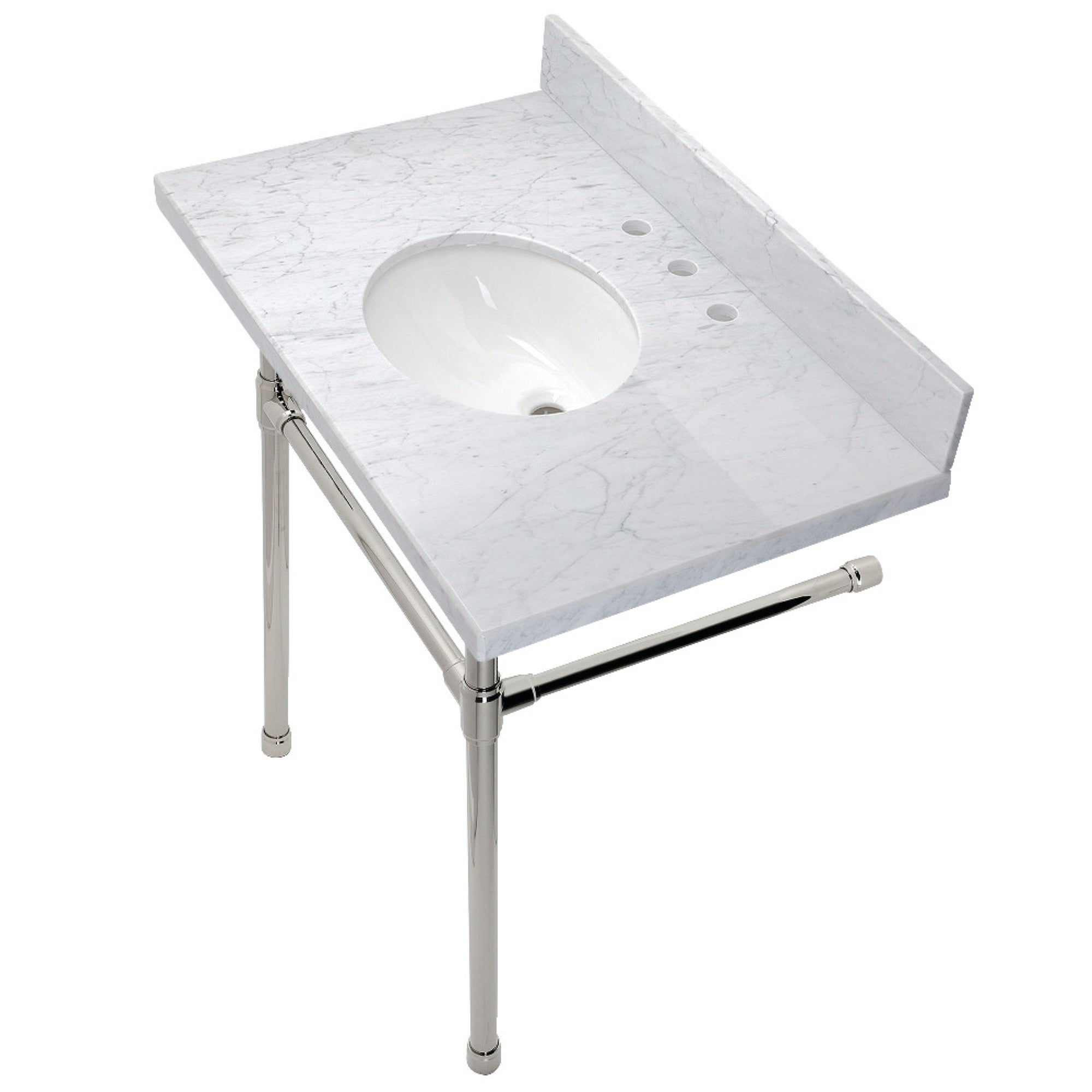 Kingston Brass Kvpb36M86St Dreyfuss 36-Inch Console Sink Set, Marble White/Polished Nickel