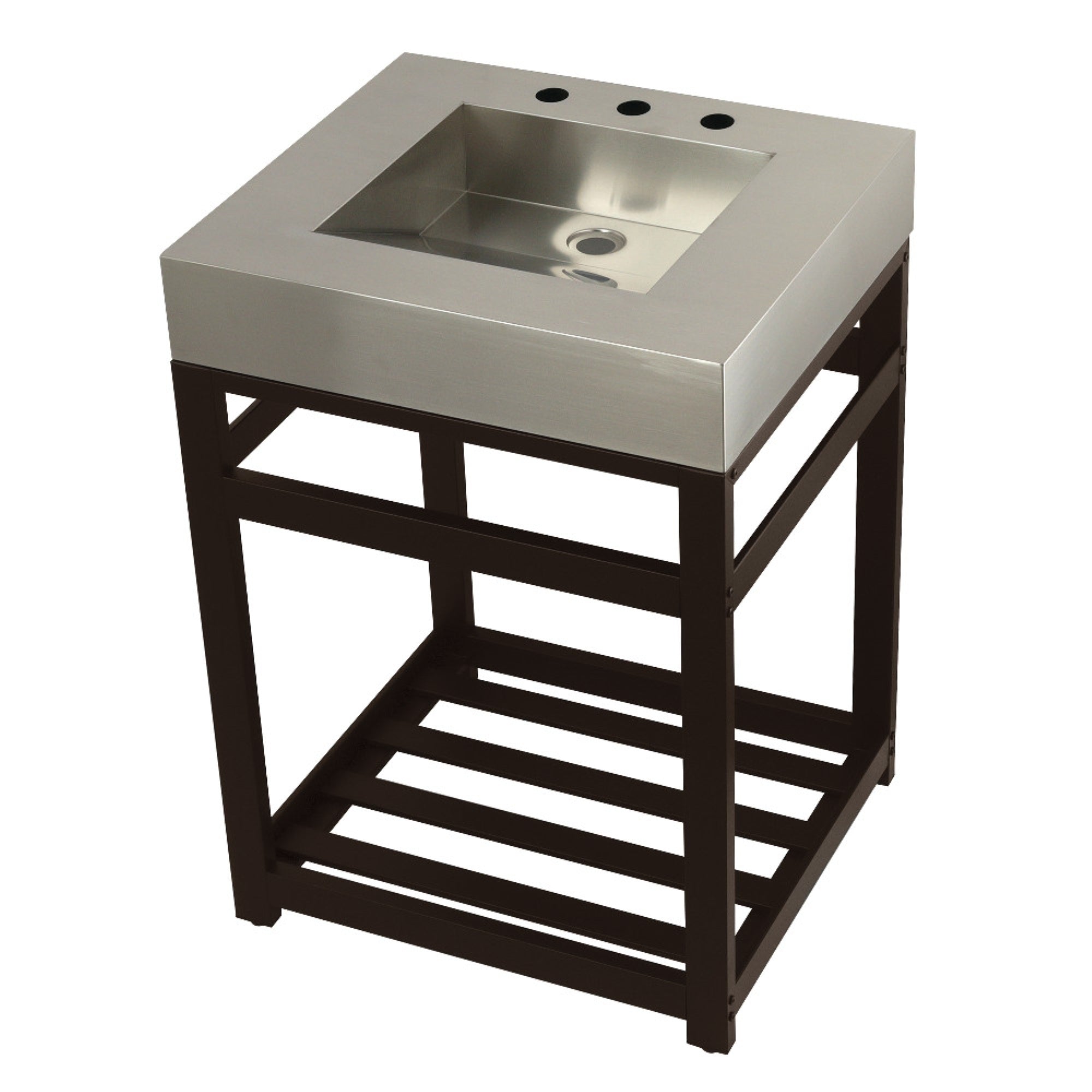 Kingston Brass Kvsp2522A5 Fauceture 25 Stainless Steel Sink With Steel Console Sink Base, Brushed/Oil Rubbed Bronze