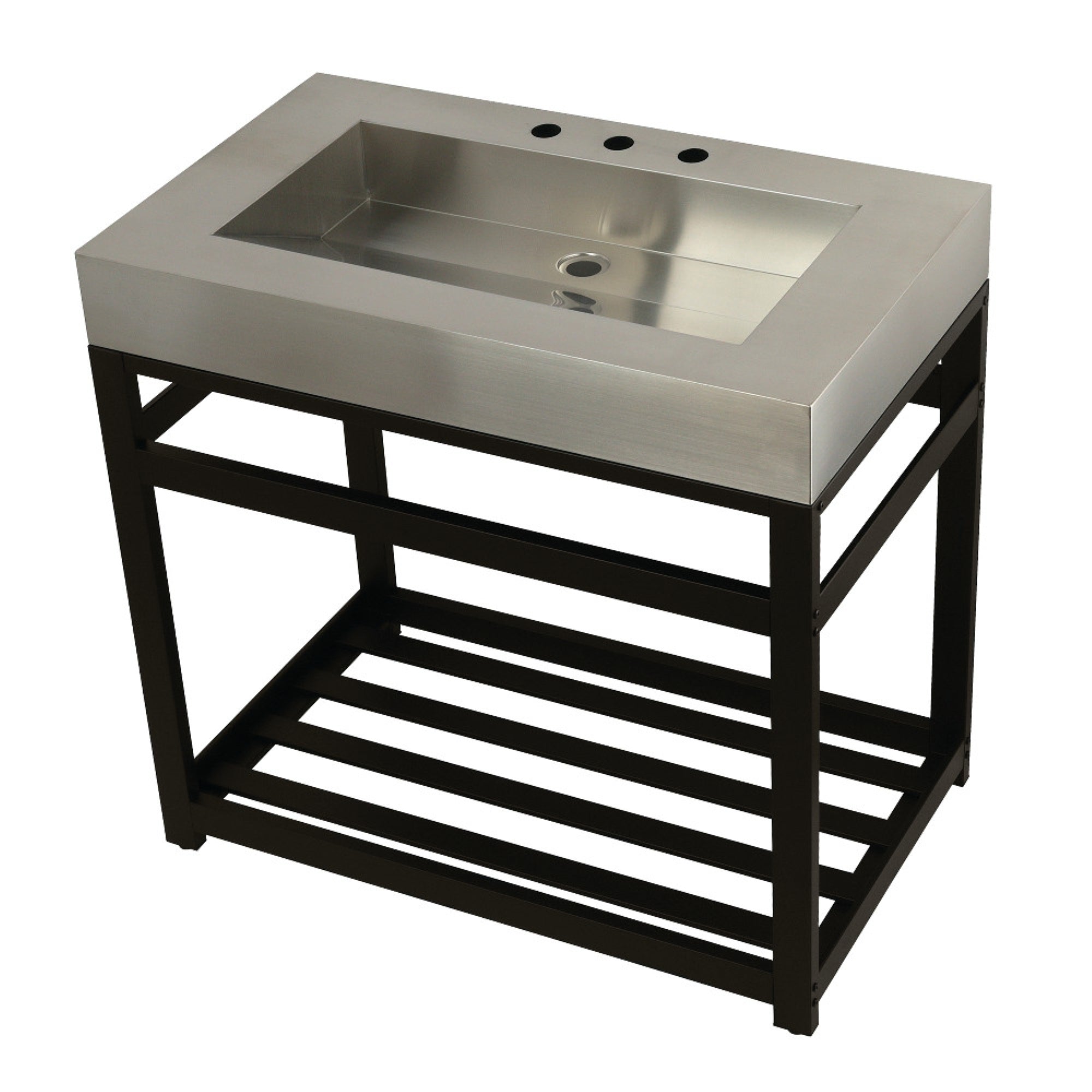 Kingston Brass Kvsp3722A5 Fauceture 37 Stainless Steel Sink With Steel Console Sink Base, Brushed/Oil Rubbed Bronze