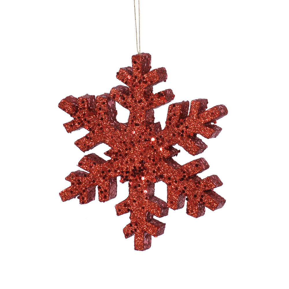 Vickerman 8″ Red Outdoor Glitter Snowflake - L134403