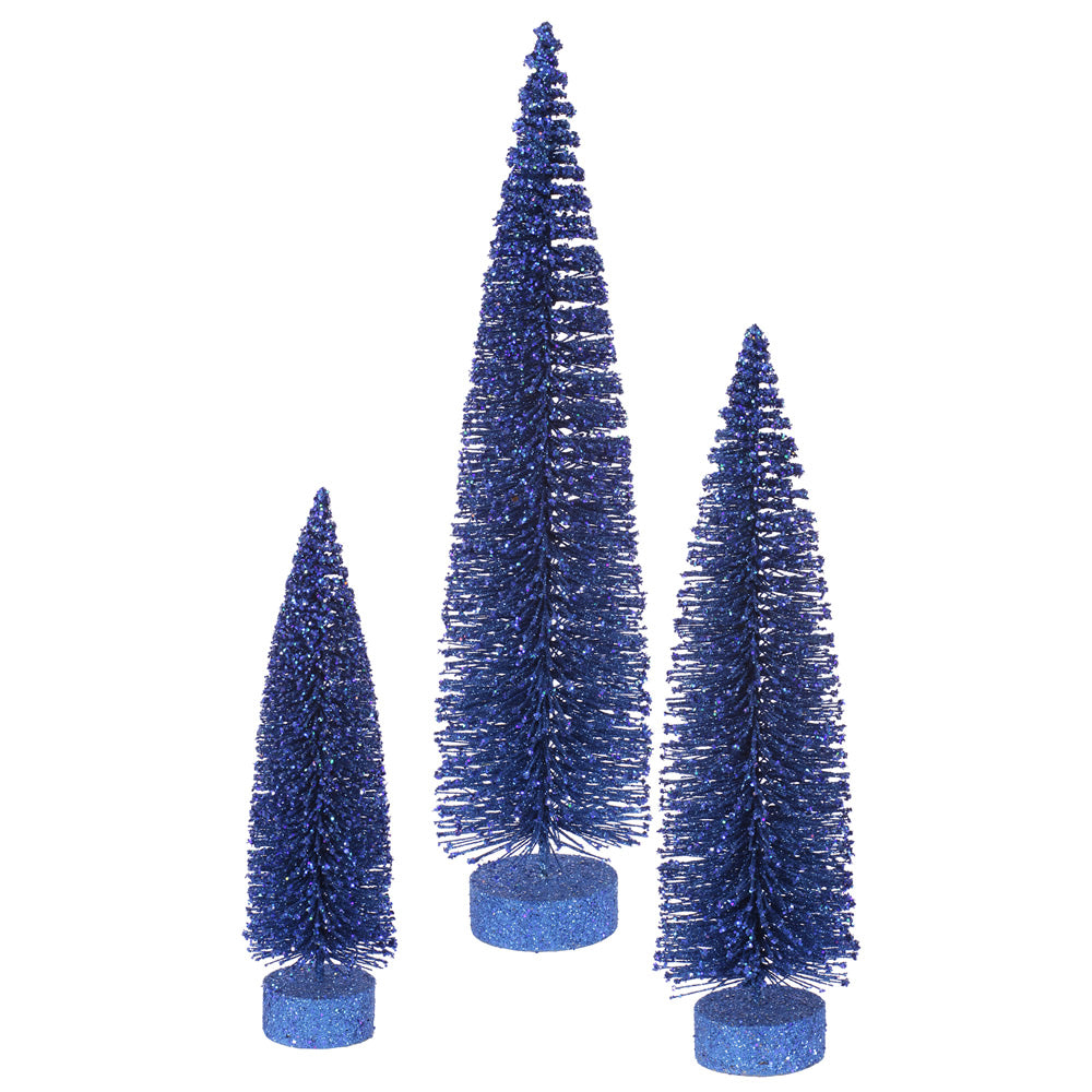 Vickerman 12″-16″-20″ Blue Glitter Oval Tree Set - L137502