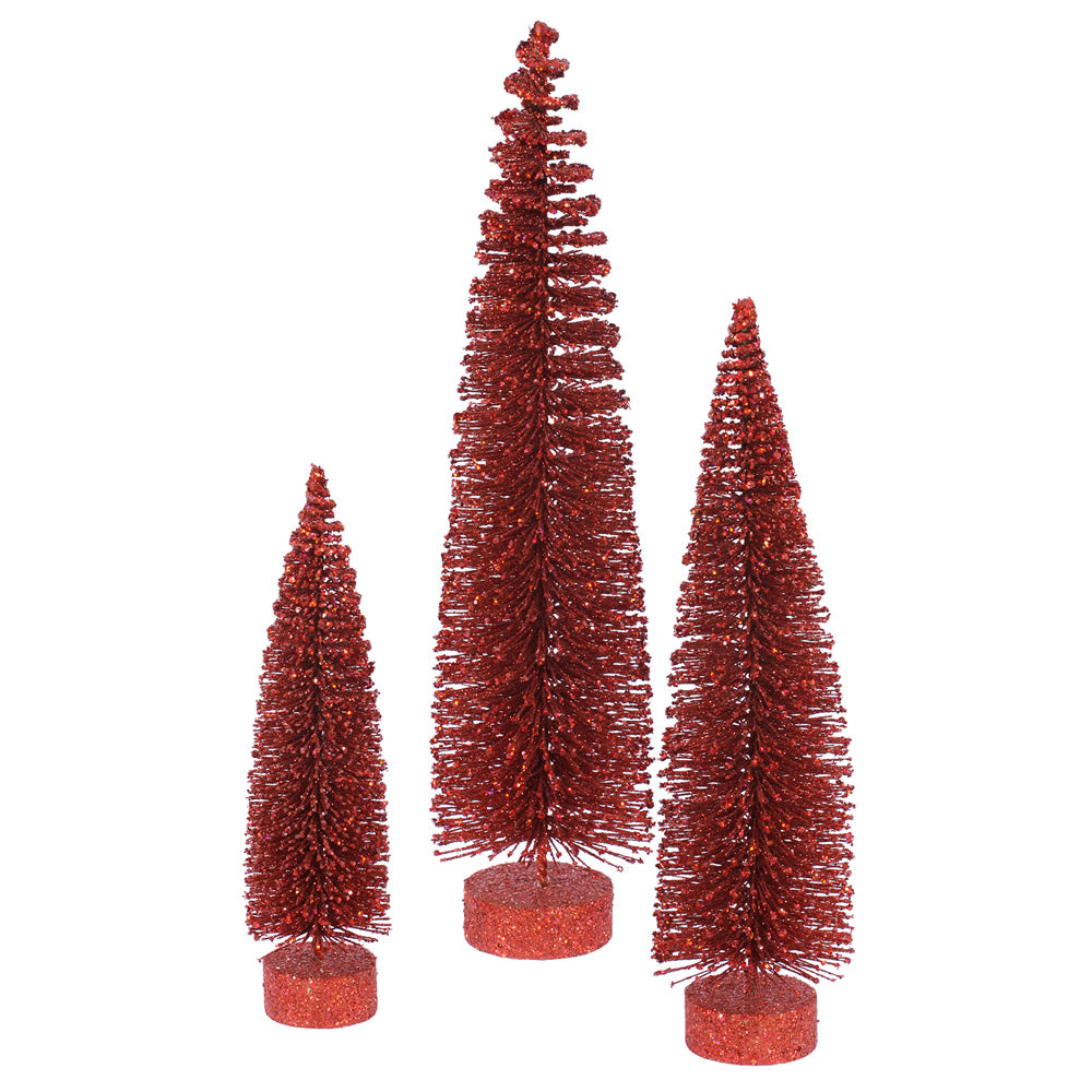 Vickerman 12″-16″-20″ Red Glitter Oval Tree Set - L137503