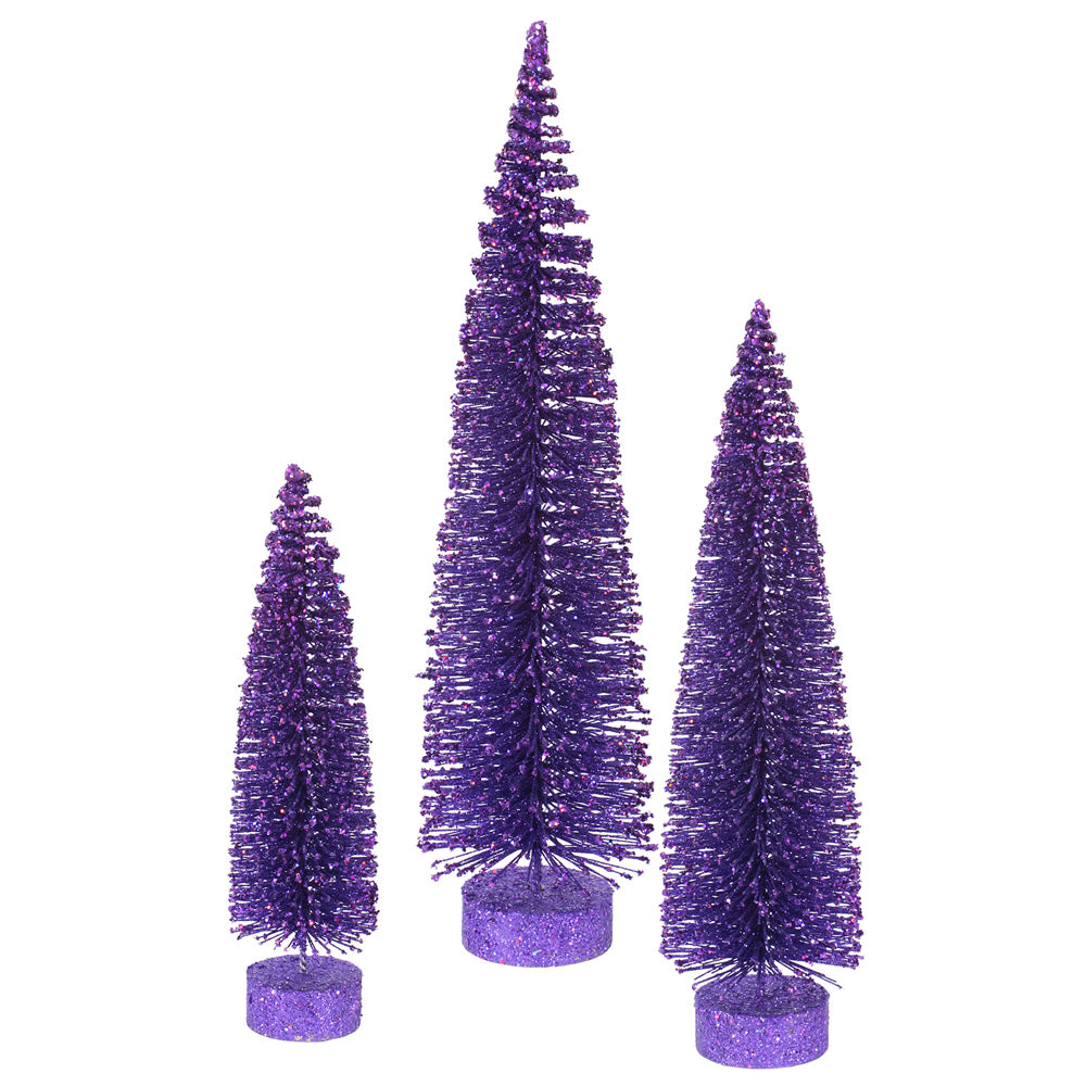 Vickerman 12″-16″-20″ Purple Glitter Oval Tree Set - L137506