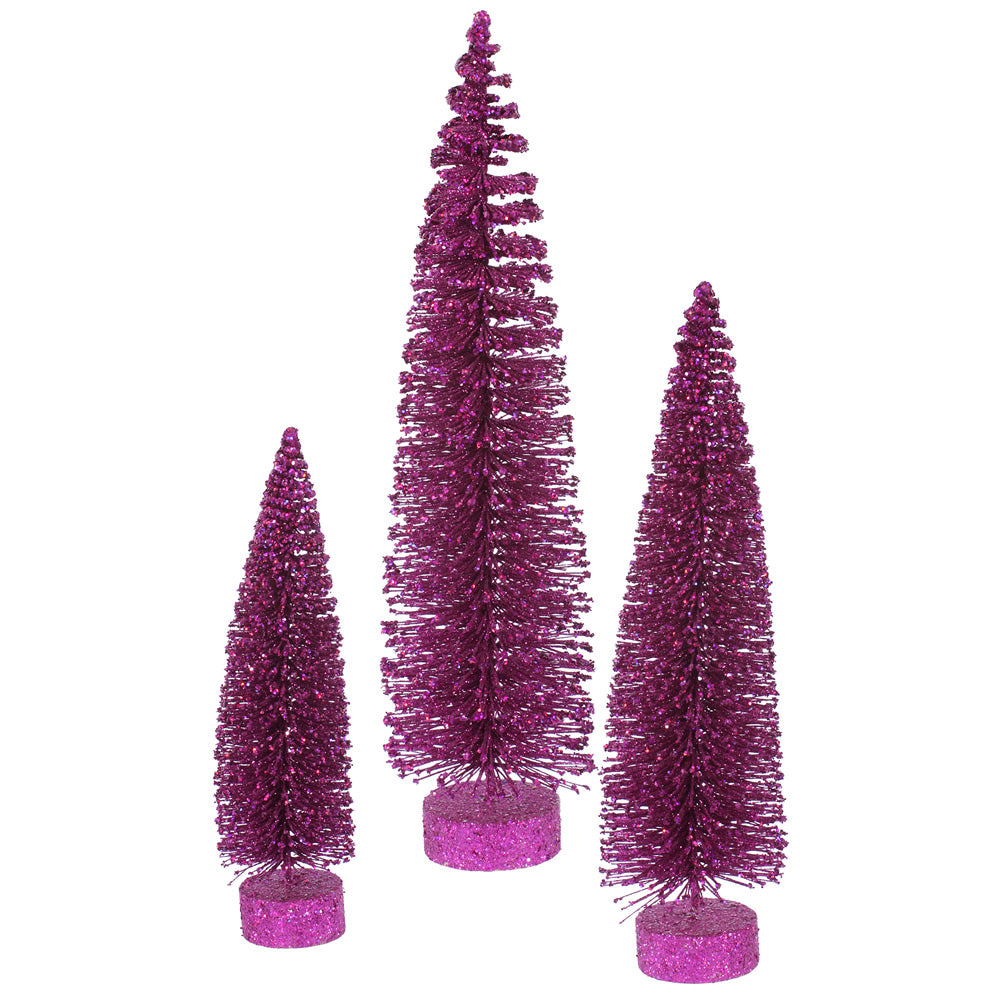 Vickerman 12″-16″-20″ Magenta Glit Oval Tree Set - L137510