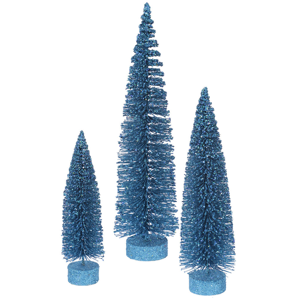 Vickerman 12″-16″-20″ Turquoise Glit Oval Tree Set - L137512